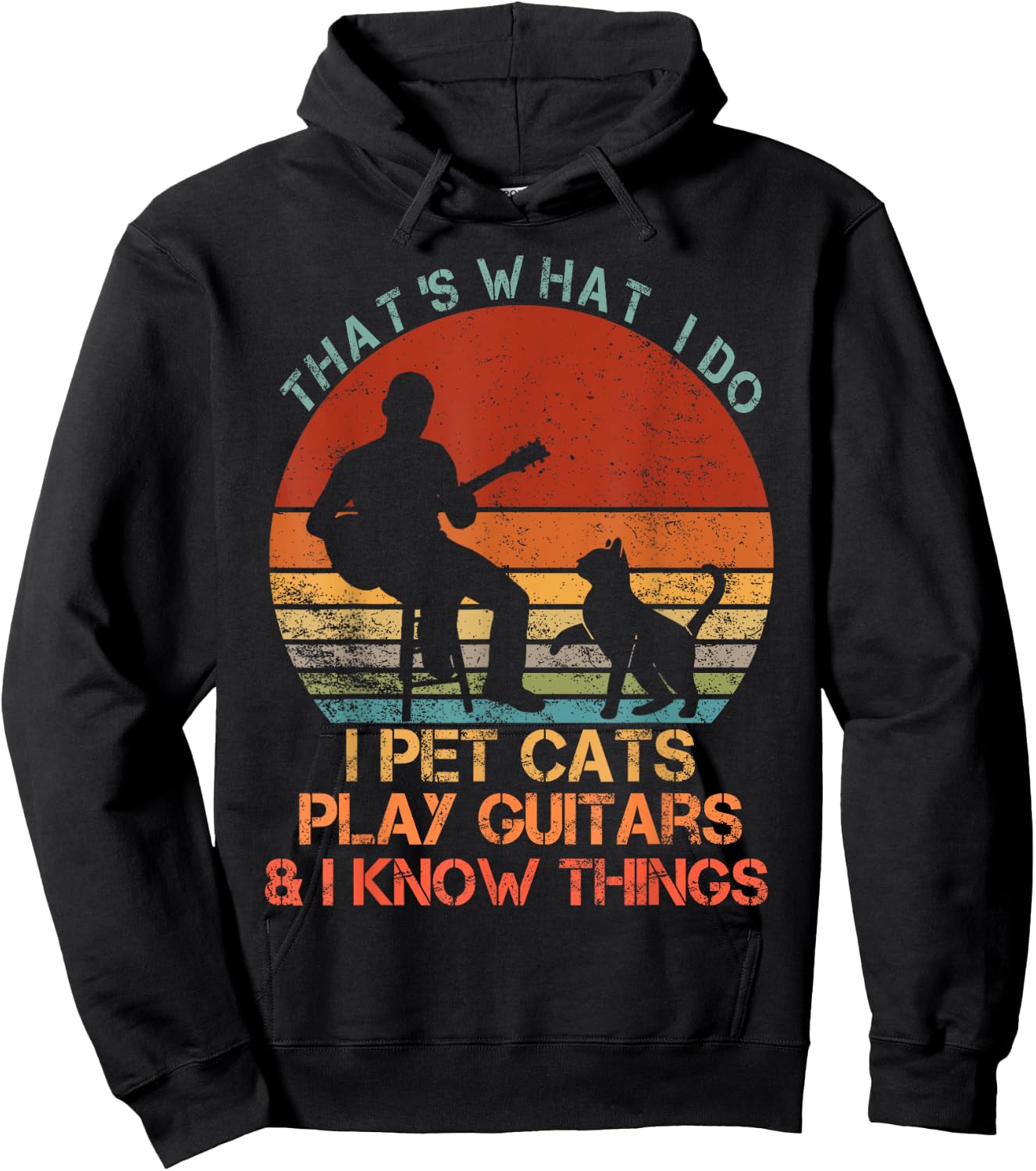 That's What I Do I Pet Cats Play Guitars & I Know Things Hoodie - Hoodie | Black