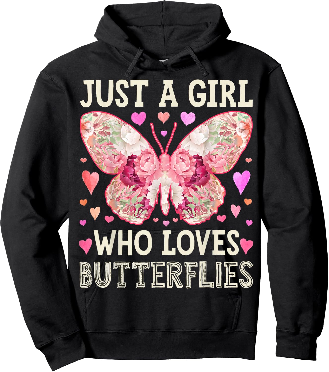 Butterfly Just A Girl Who Loves Monarch Bug Insect Flower Hoodie - Hoodie | Black