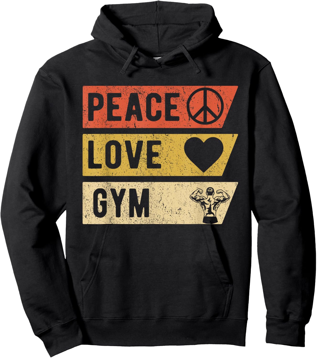 Vintage Peace Love Gym Sports Lover Player Gifts Hoodie - Hoodie | Black