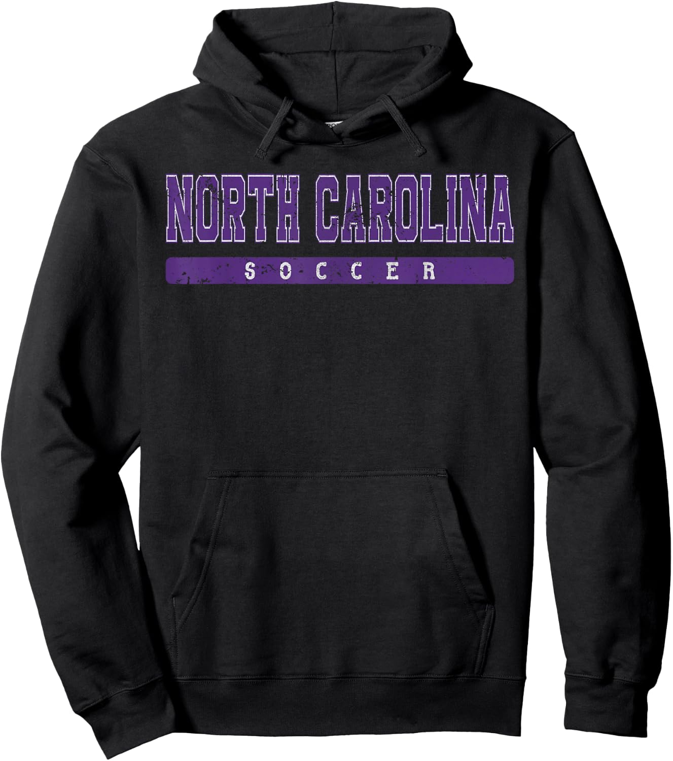 North Carolina Soccer Purple Vintage Text Hoodie - Hoodie | Black