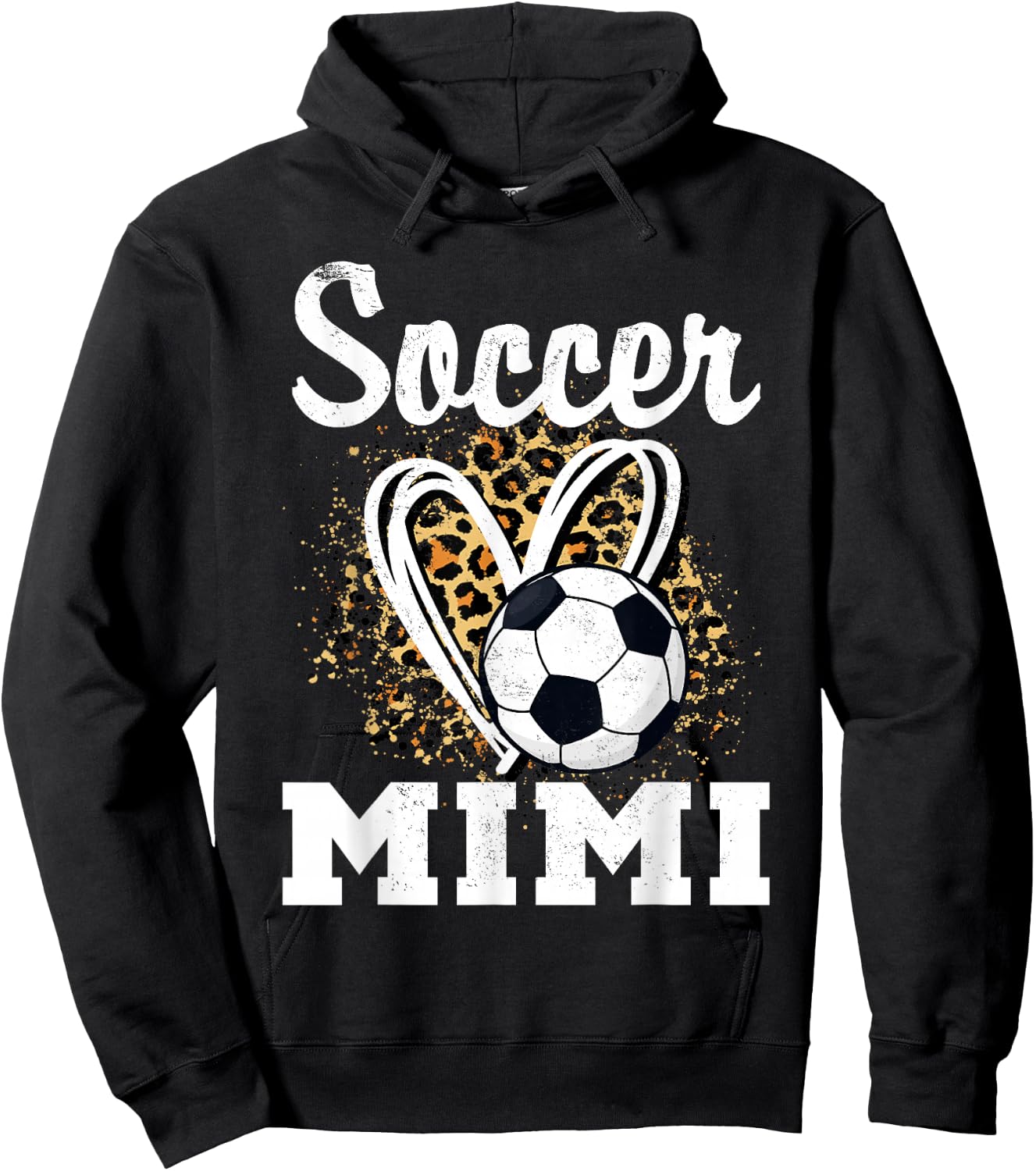 Soccer Mimi Leopard Heart Grandma Matching Family Hoodie - Hoodie | Black