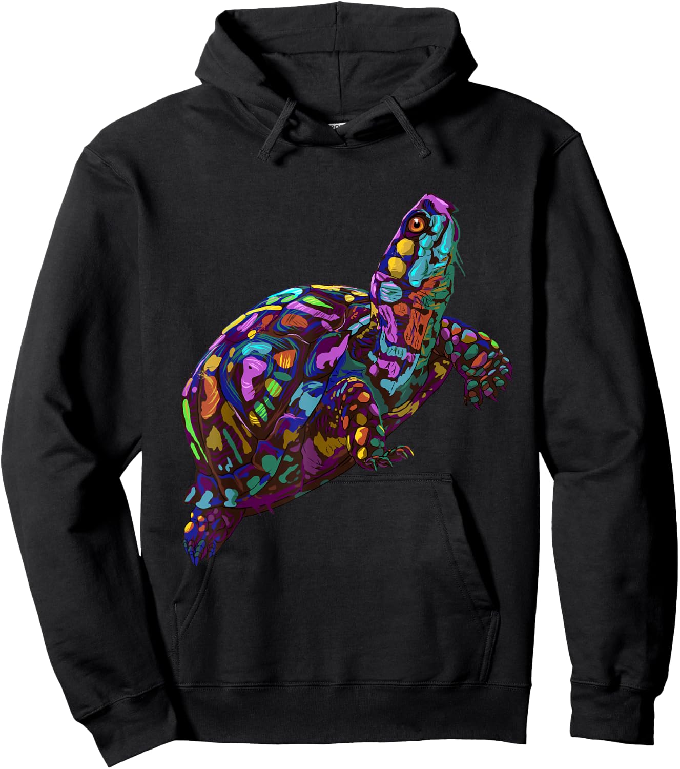 Colorful Splash Eastern Box Turtle Hoodie - Hoodie | Black