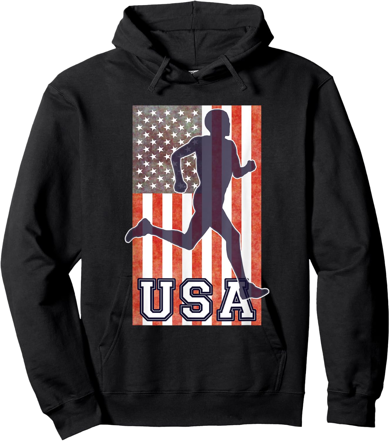 USA Running Track & Field Team American Flag Runner Hoodie - Hoodie | Black