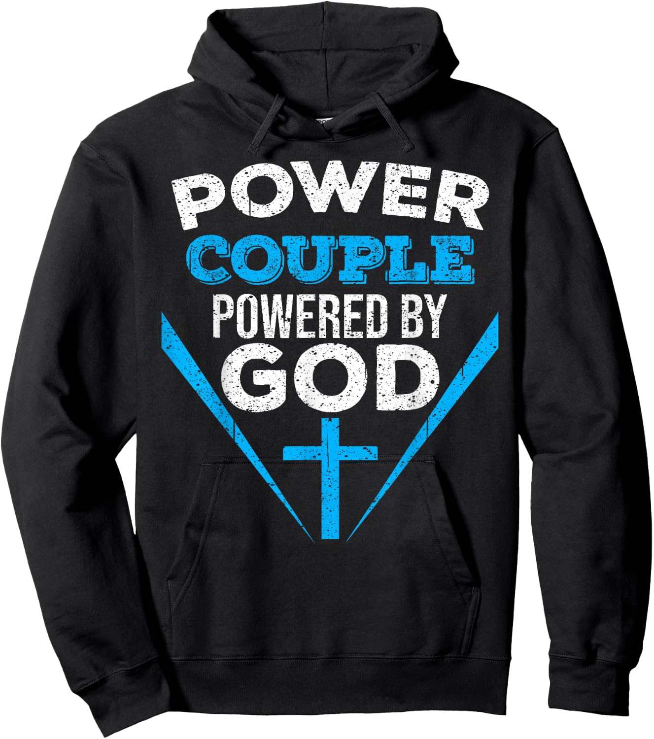 Cool Power Couple Powered God | Funny Christian Couple Gift Hoodie - Hoodie | Black