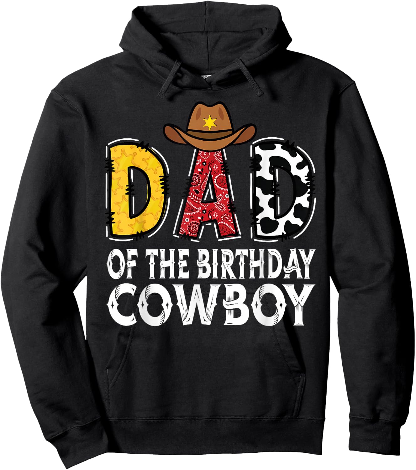 Dad 1st Birthday Cowboy Western Dad Birthday Boy Hoodie - Hoodie | Black