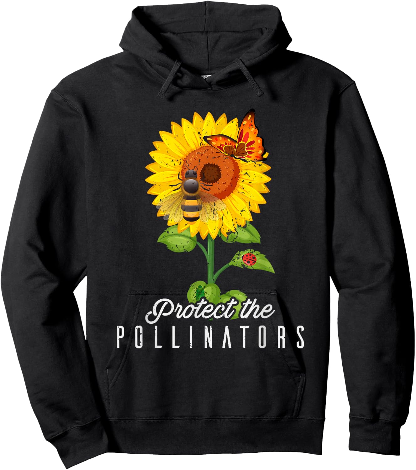 Cool Protect Pollinators Save the bees Sunflower T- shirt Hoodie - Hoodie | Black