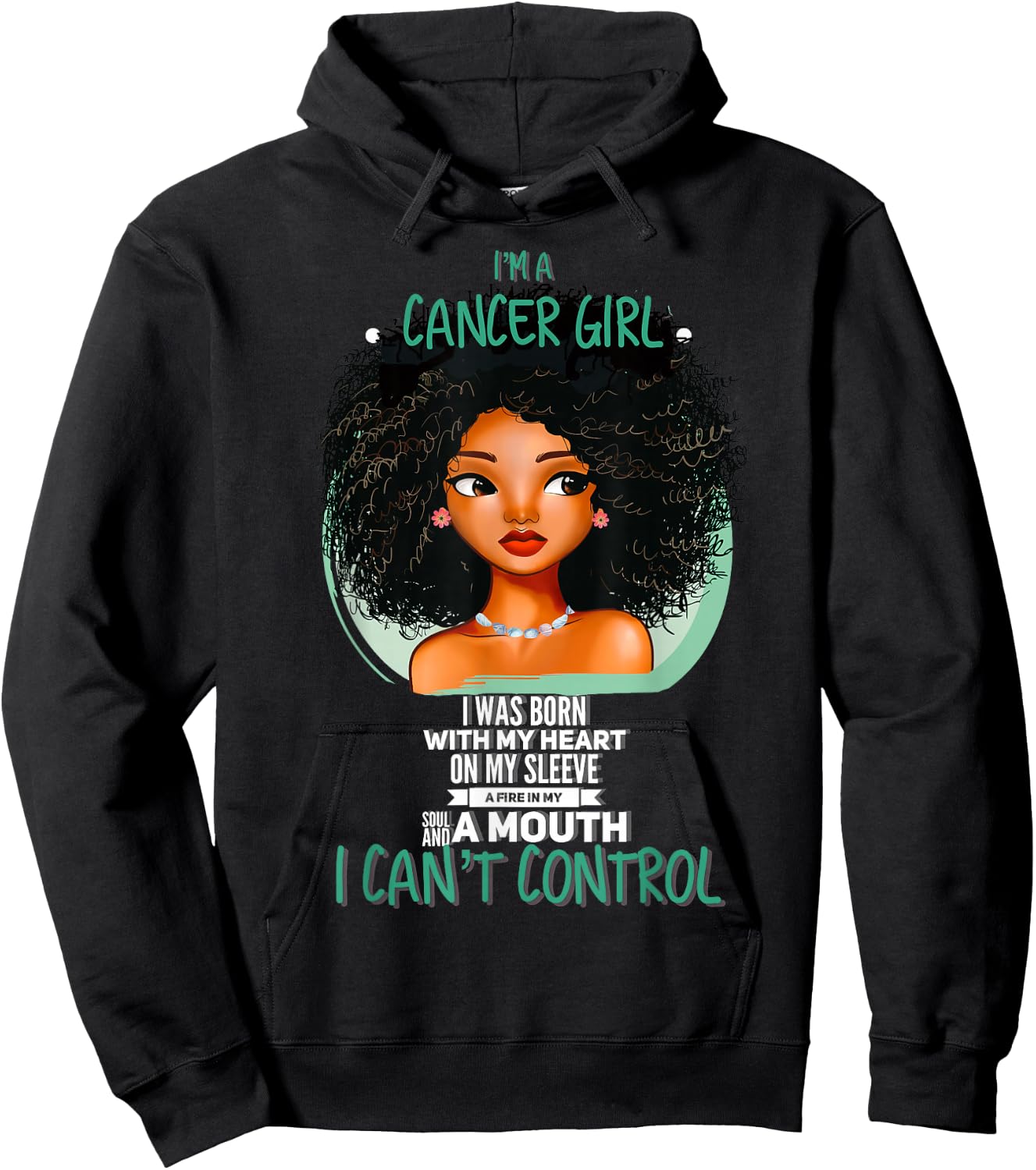 Cancer Zodiac Sign Shirts for Afro American Girls and Women Hoodie - Hoodie | Black