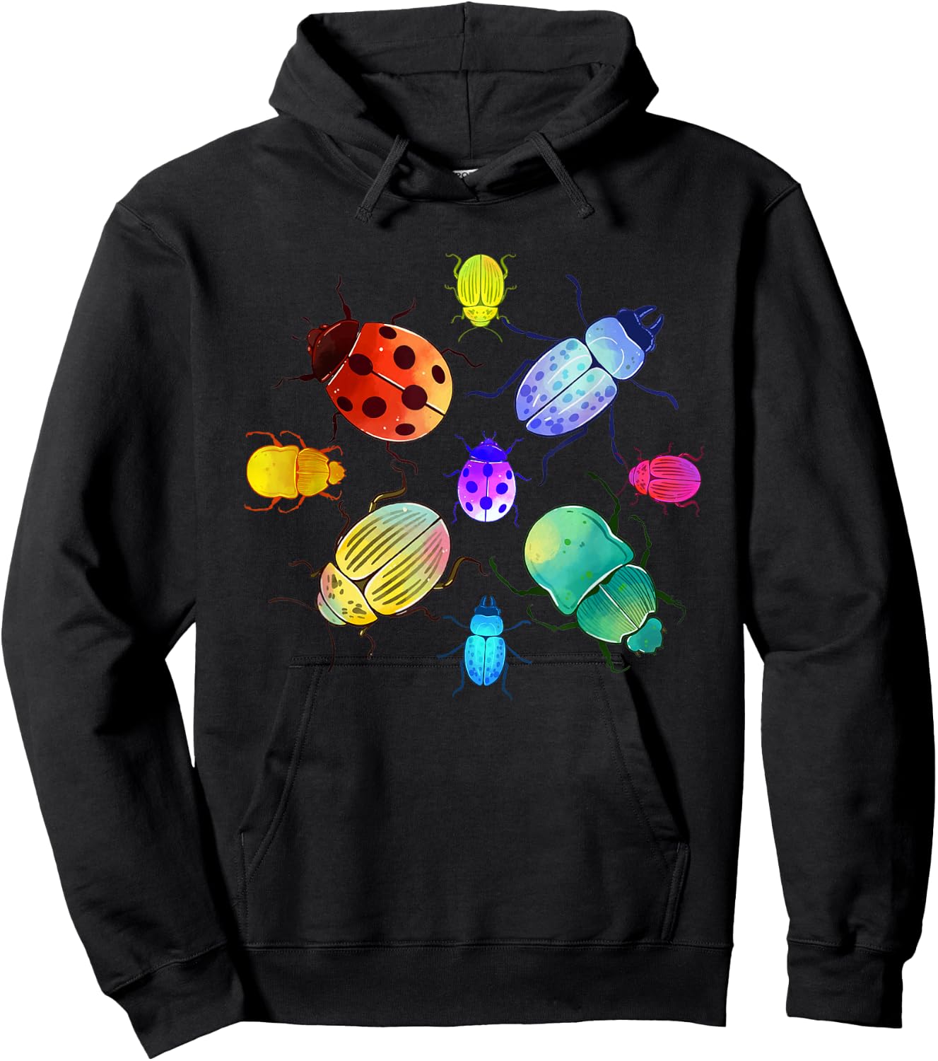 Entomology Nature Insect Colourful Animal Motif Beetle Hoodie - Hoodie | Black
