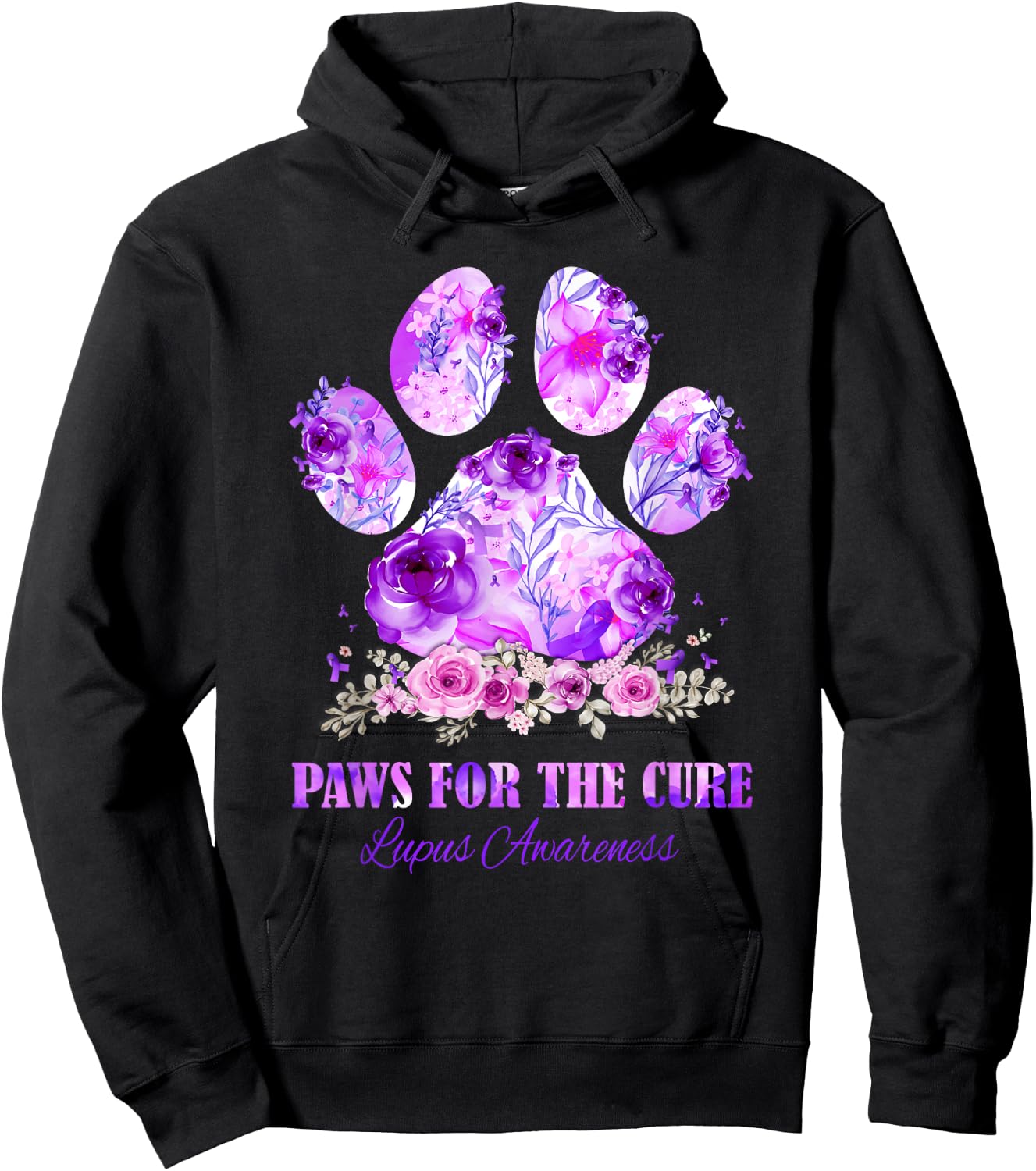 Dog Print Paws For The Cure Lupus Awareness Month Women Hoodie - Hoodie | Black