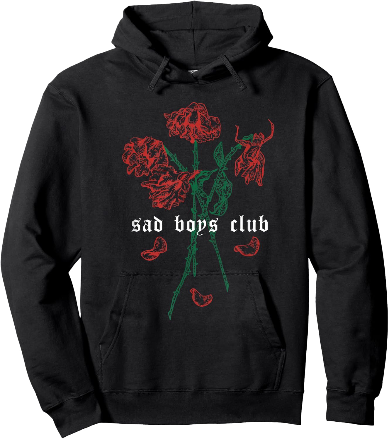 Sad Boys Club Red Roses Aesthetic Soft Grunge Punk Goth eBoy Hoodie - Hoodie | Black