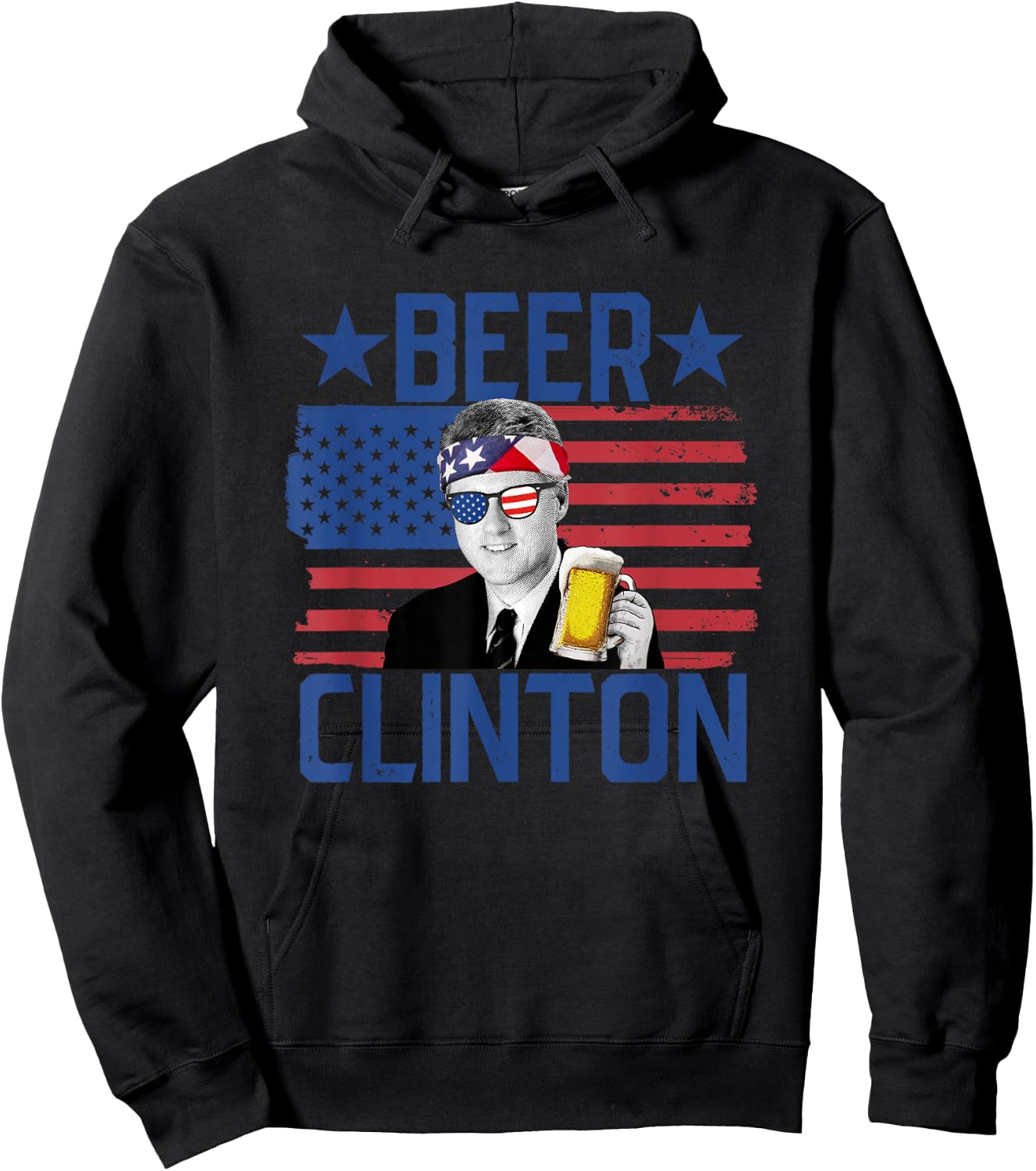 Beer Clinton 4th of July Drinking President Bill Clinton Hoodie - Hoodie | Black