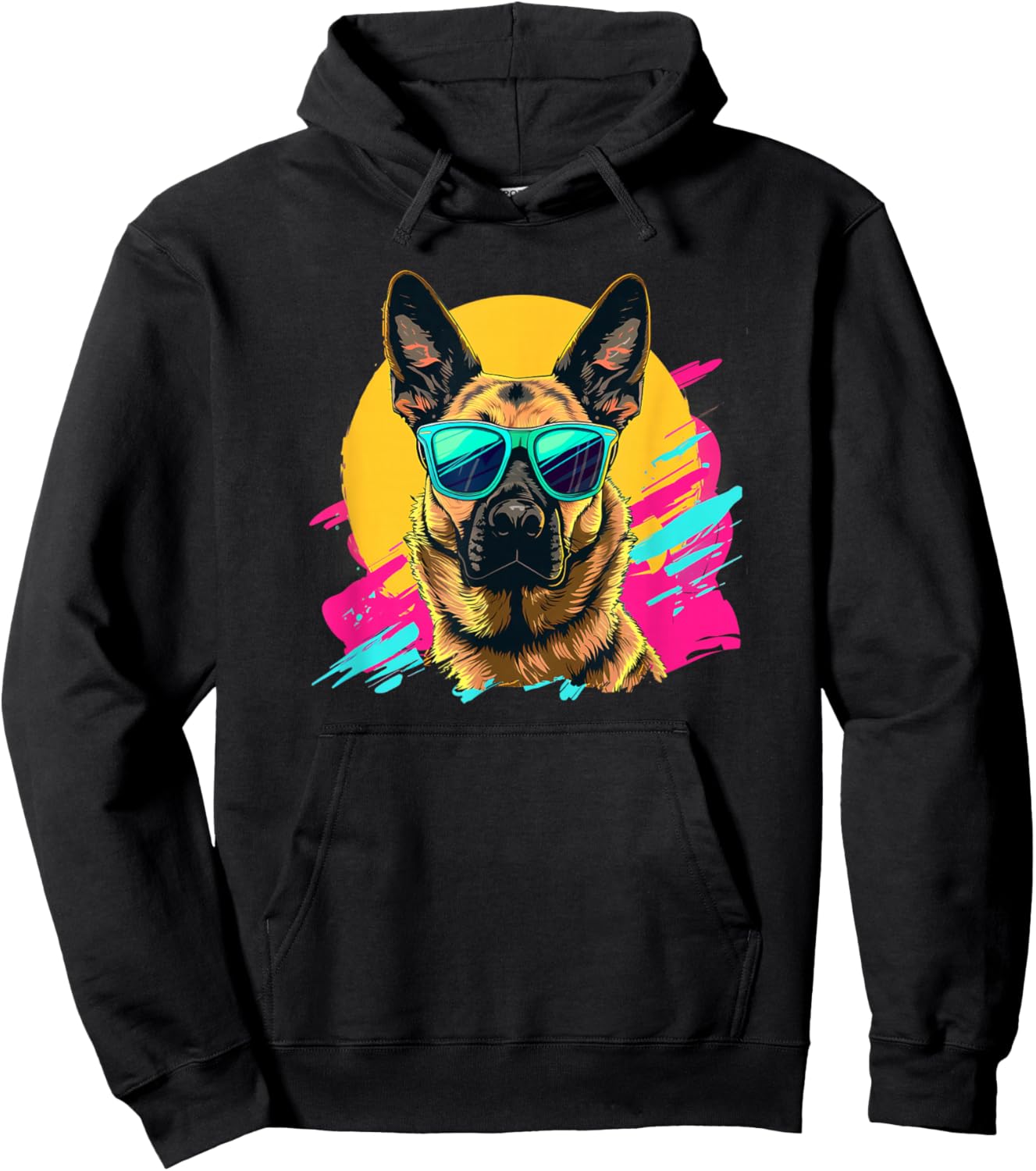 Funny Retro Vintage 80s Belgian Malinois Lover Hoodie - Hoodie | Black