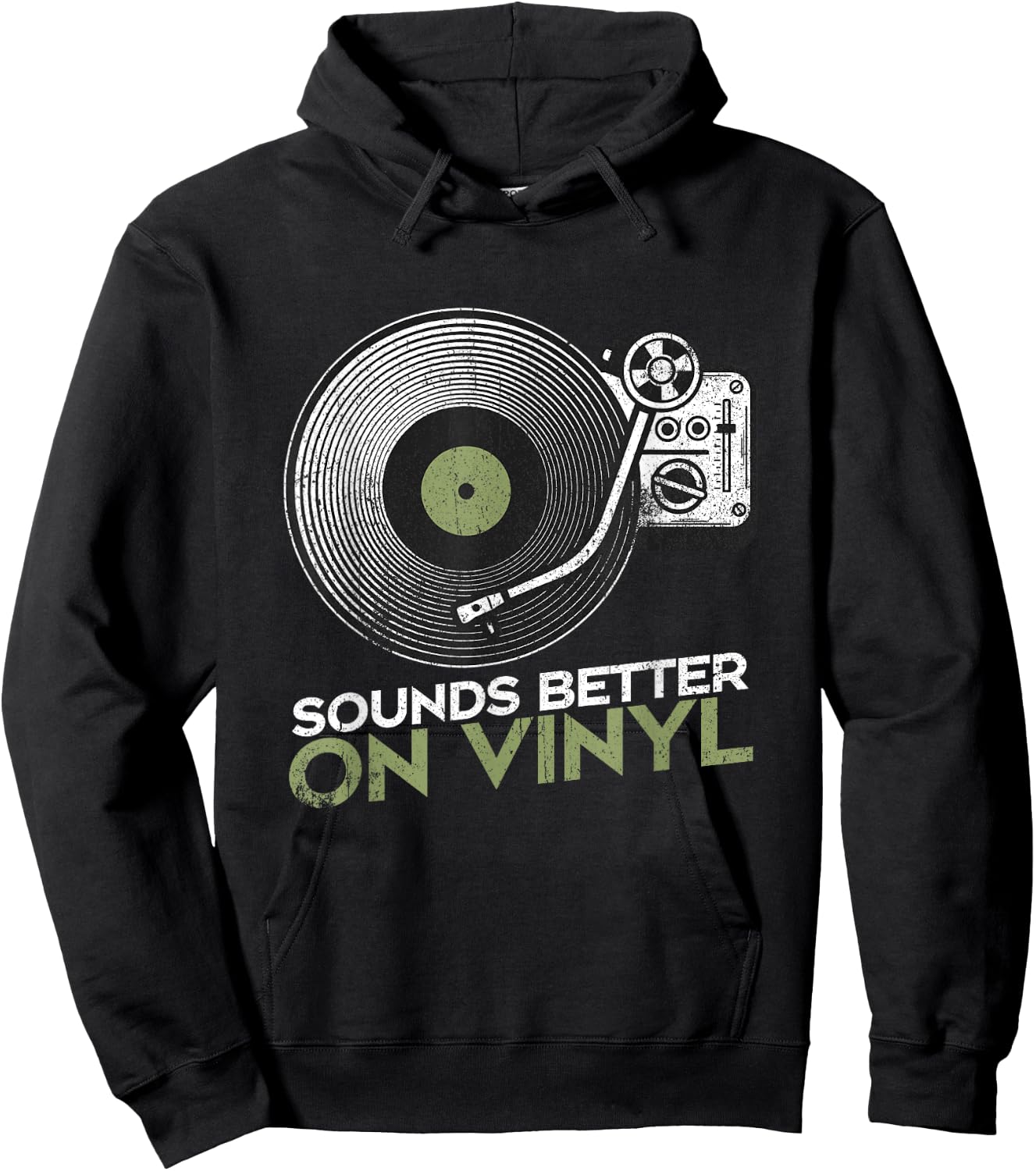 Sounds Better On Vinyl Retro Vinyl Record Player Turntable Hoodie - Hoodie | Black