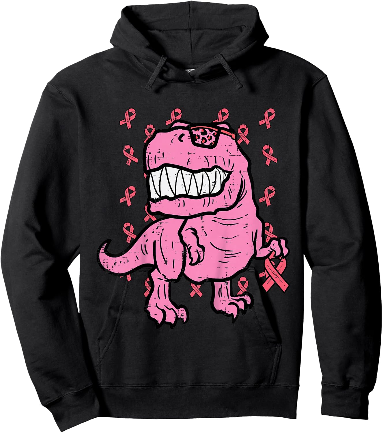 Breast Cancer Awareness Dino Trex Boys Kids Toddler Youth Hoodie - Hoodie | Black