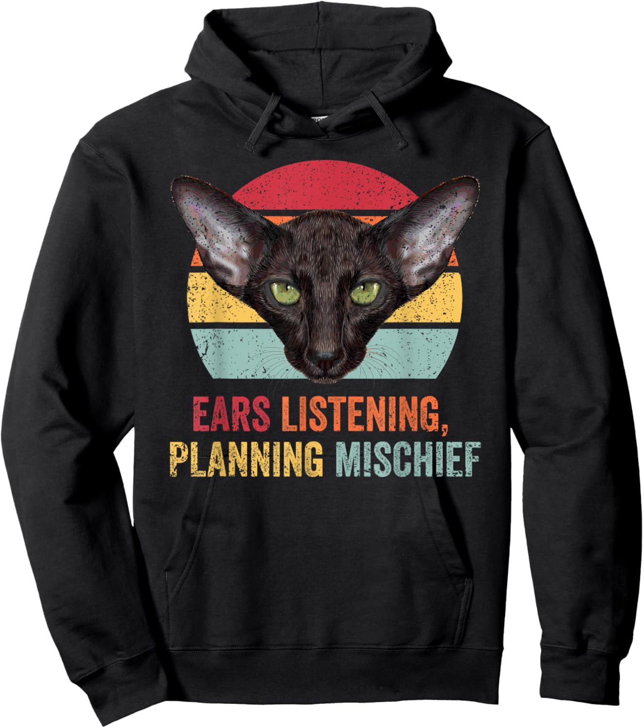 Oriental Shorthair Cat Funny Retro Kitten Kitty Feline Men Women Girls Kids Hoodie - Hoodie | Black