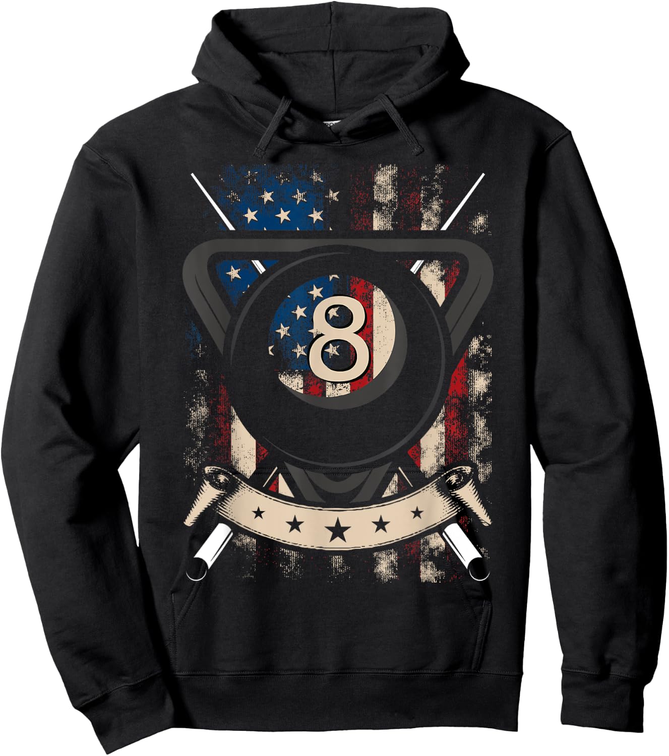 Pool Snooker Billiards Player 8 Ball USA American Flag Women Men Hoodie - Hoodie | Black