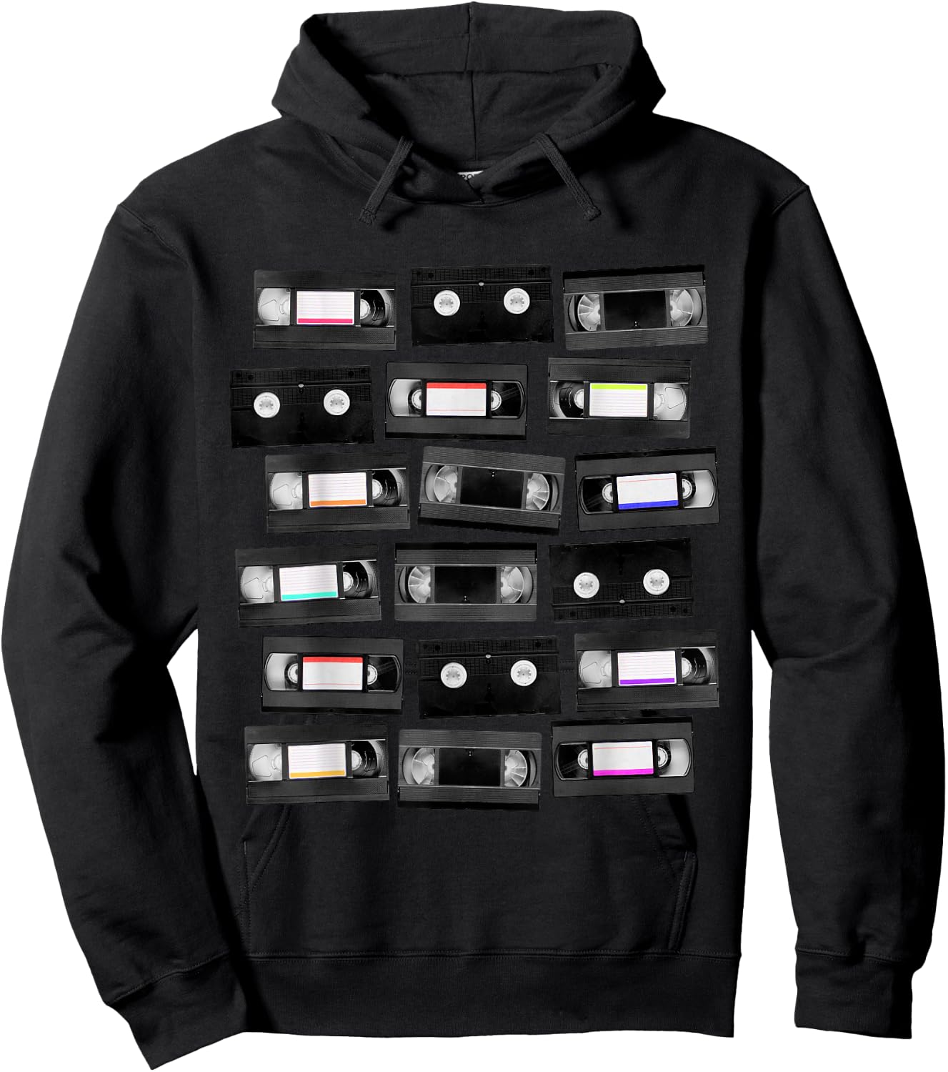 VHS Cassette Tapes 1980s VCR Video Retro Movies Hoodie - Hoodie | Black