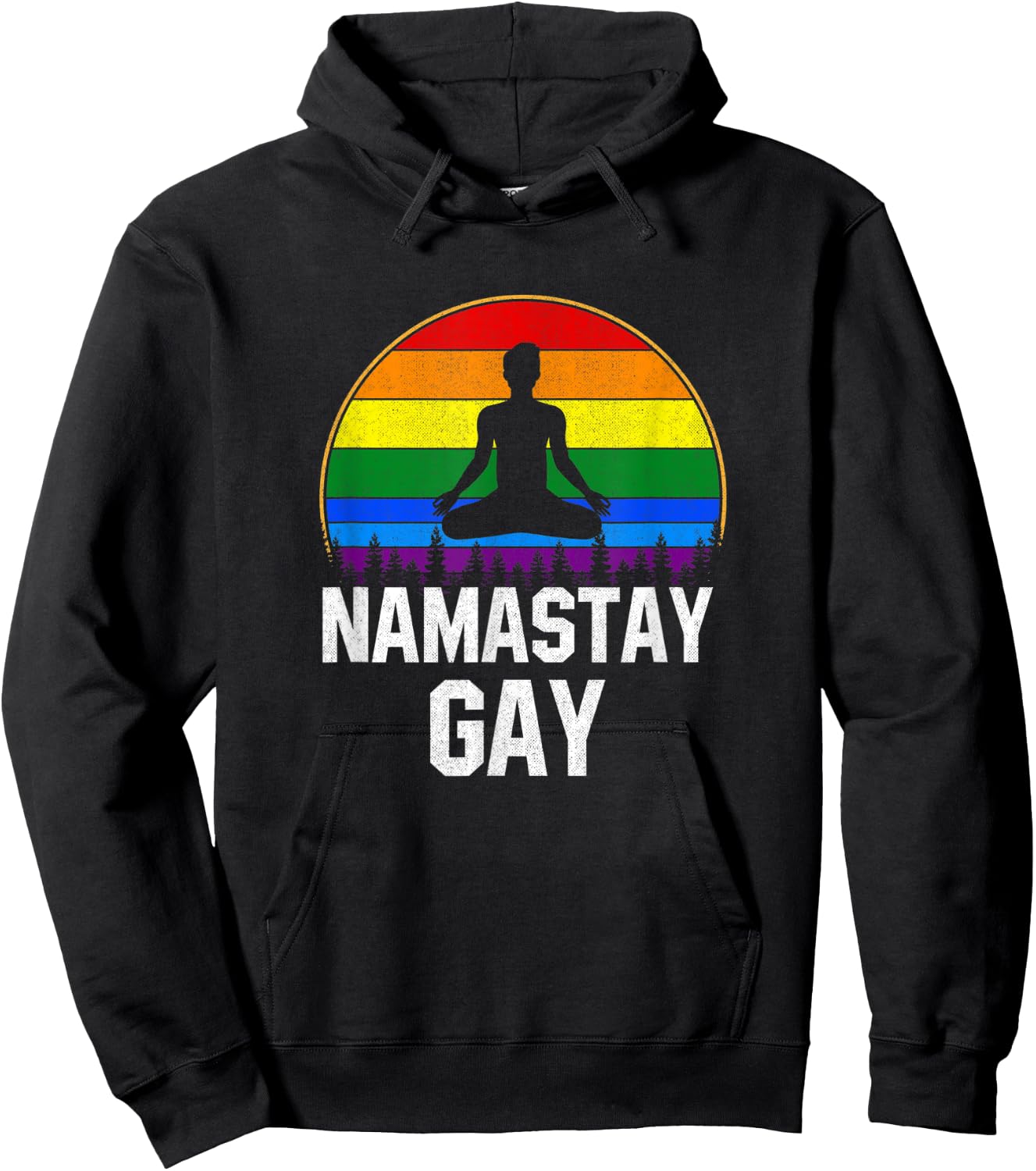 Namastay Gay, funny Yoga pride lgtb Hoodie - Hoodie | Black
