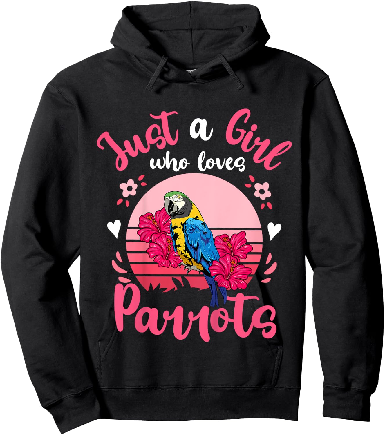 Kids Parrot Just a Girl Who Loves Parrots Hoodie - Hoodie | Black