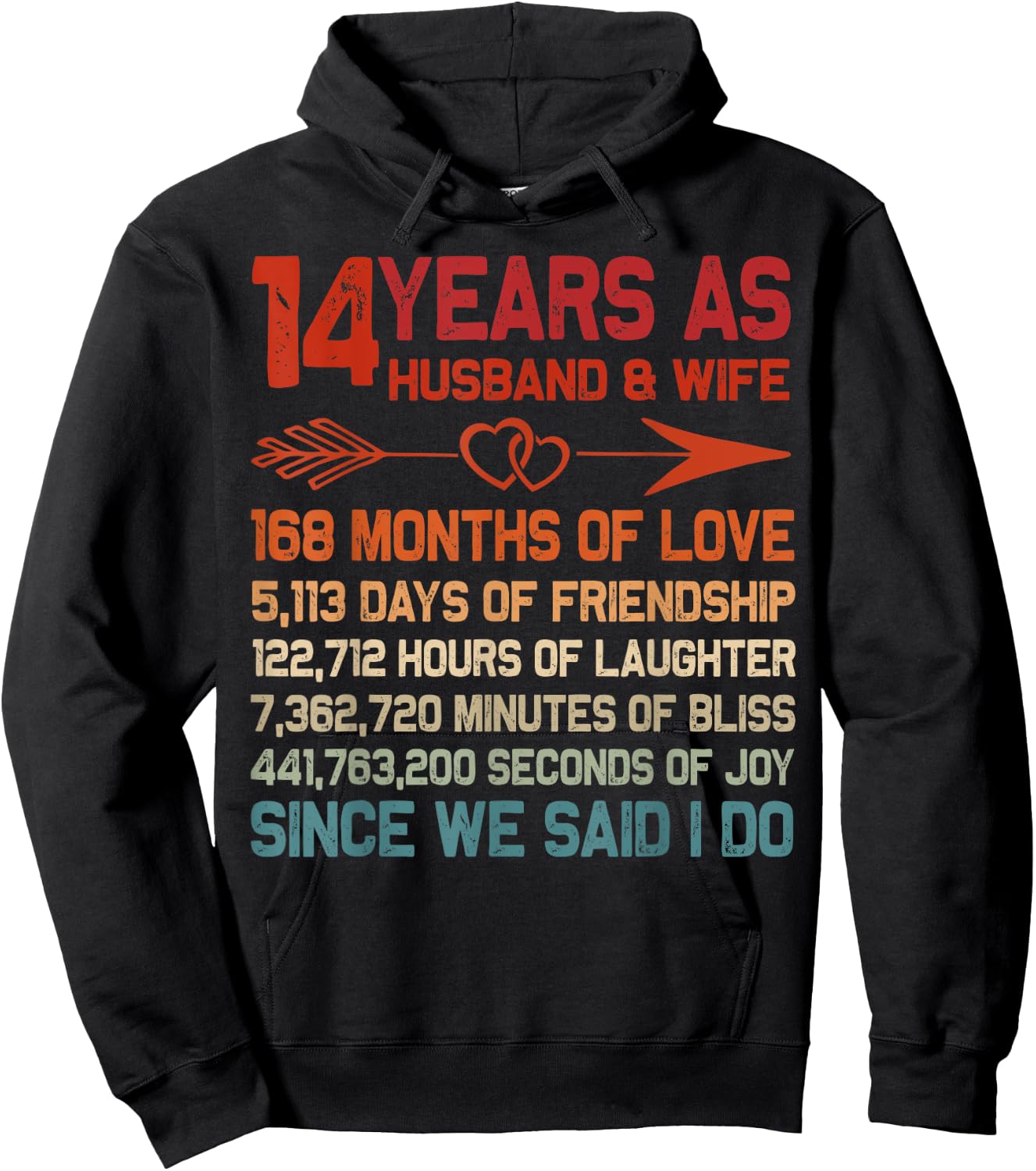 14 Years as Husband & Wife 14th Anniversary Gift Couple Hoodie - Hoodie | Black