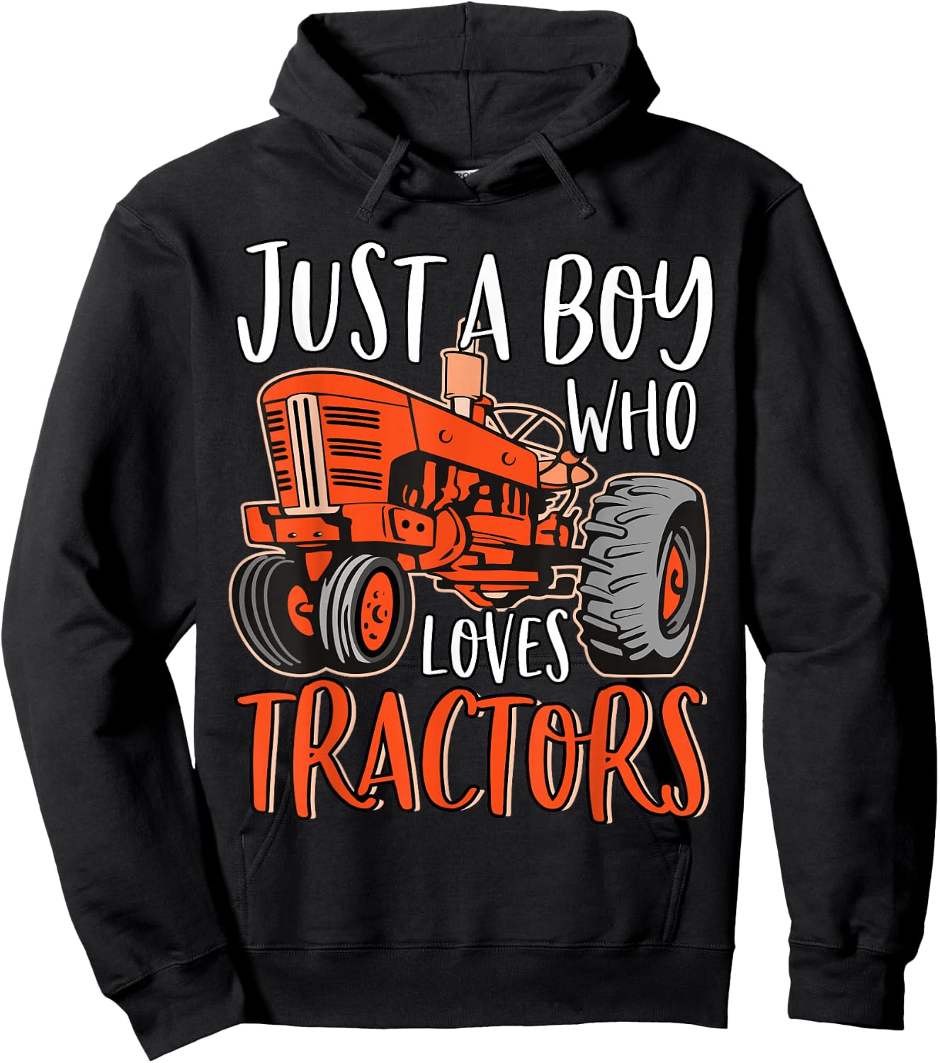Just A Boy Who Loves Tractors Cute Funny Tractor Farming Hoodie - Hoodie | Black