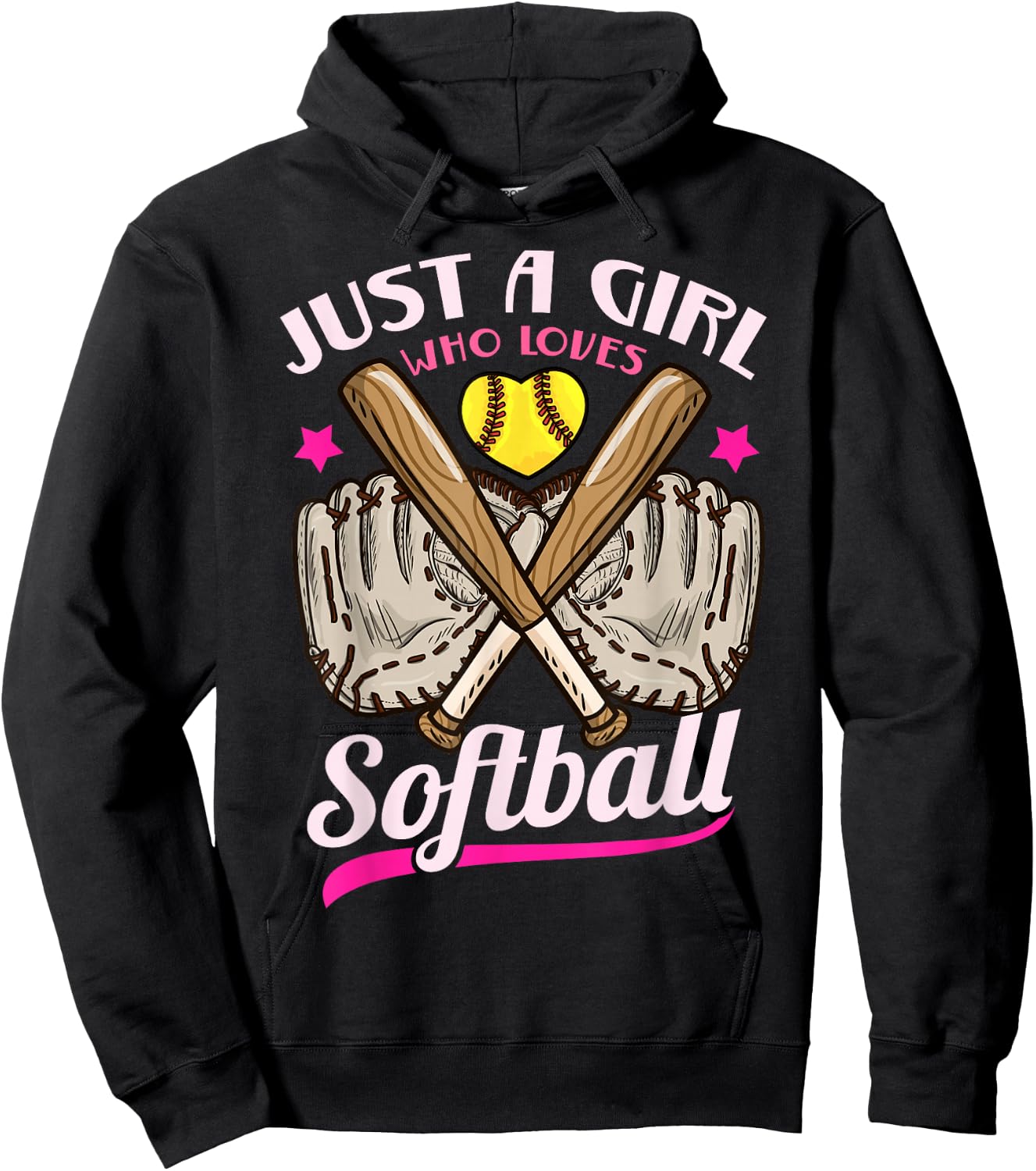 Softball Just a Girl Who Loves Softball Softball Player Hoodie - Hoodie | Black