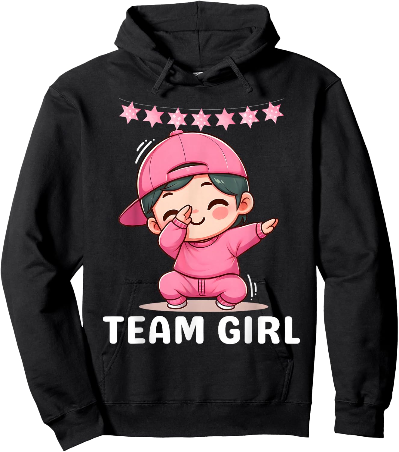 Gender Reveal Party Team Girl Dabbing Cute Baby Pink Teams Hoodie - Hoodie | Black