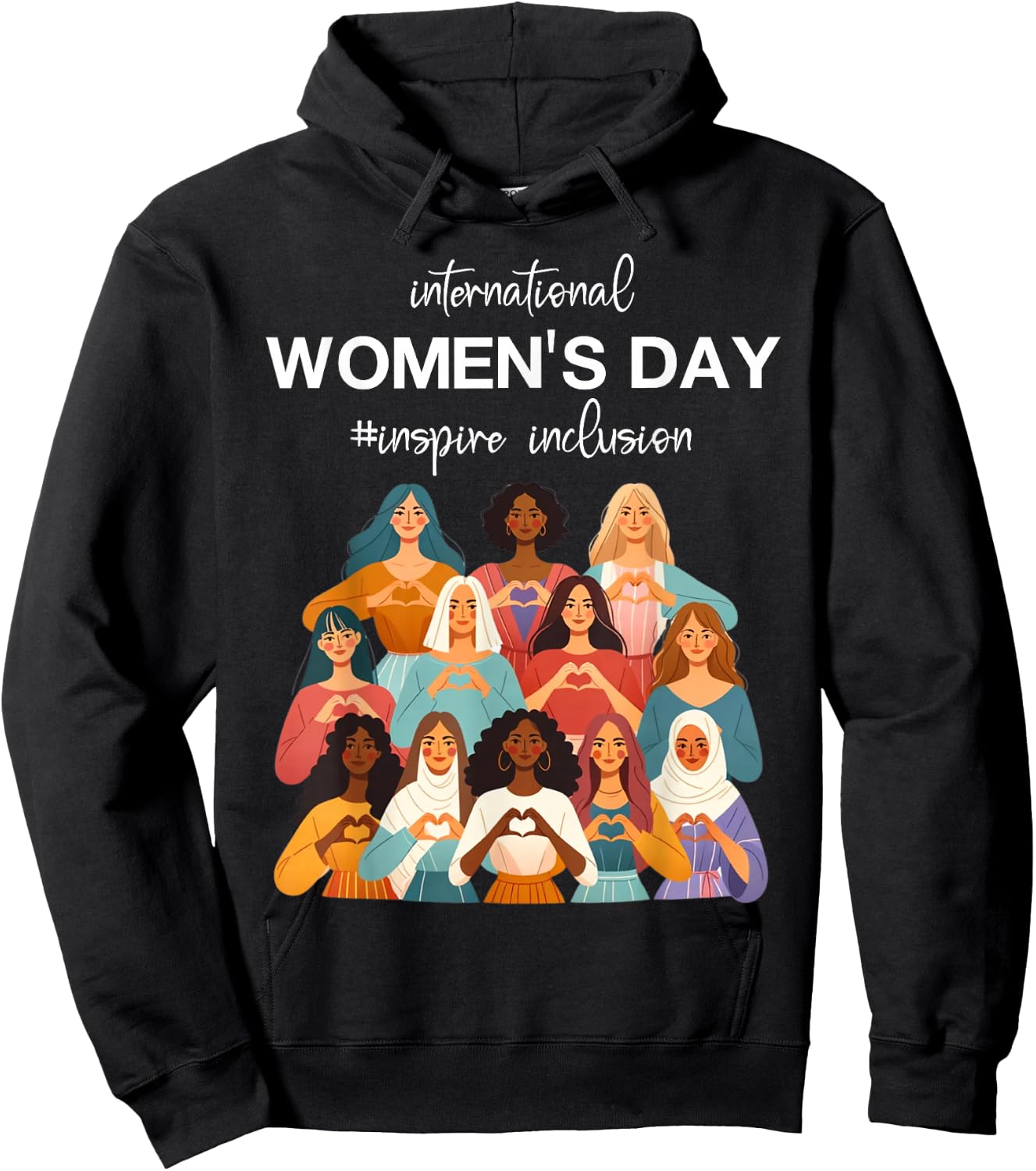 8th March Happy International Women's Day Inspire Inclusion Hoodie - Hoodie | Black