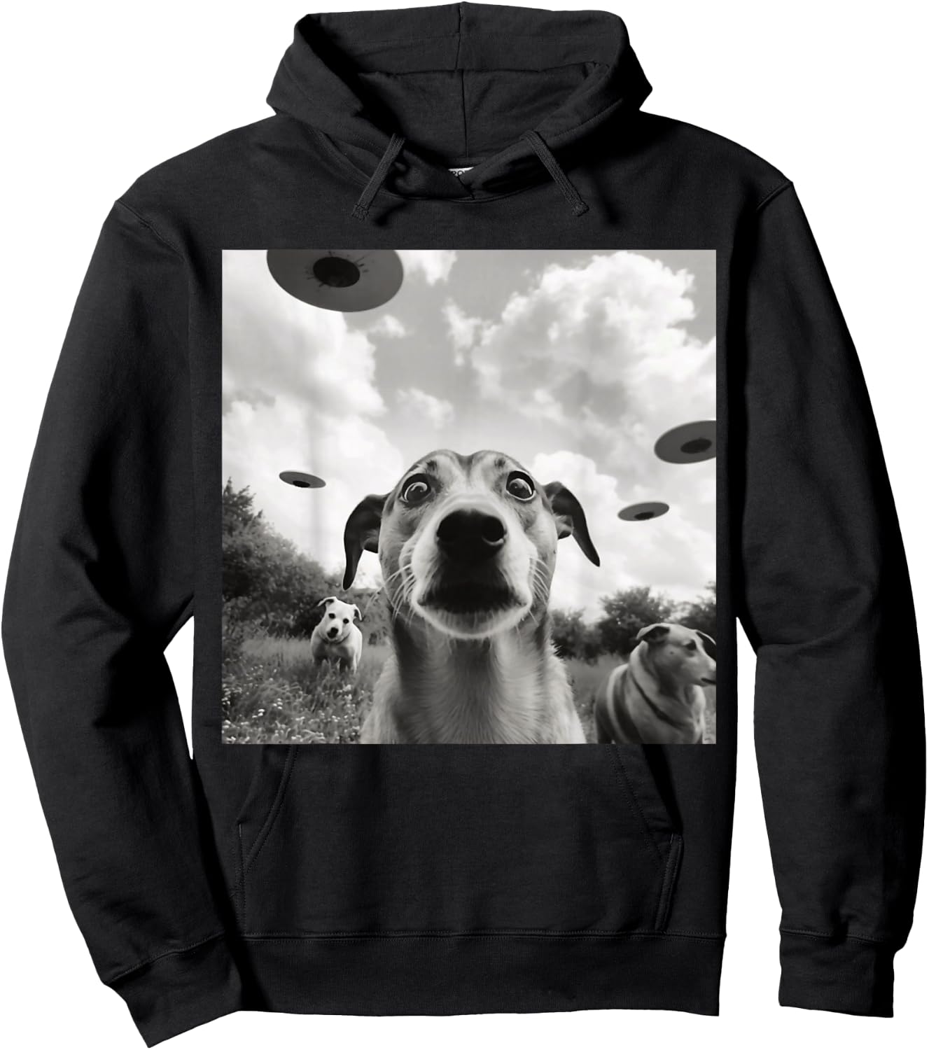 Selfie UFO Dog Funny Alien UFO Dogs Lover Spaceship Hoodie - Hoodie | Black