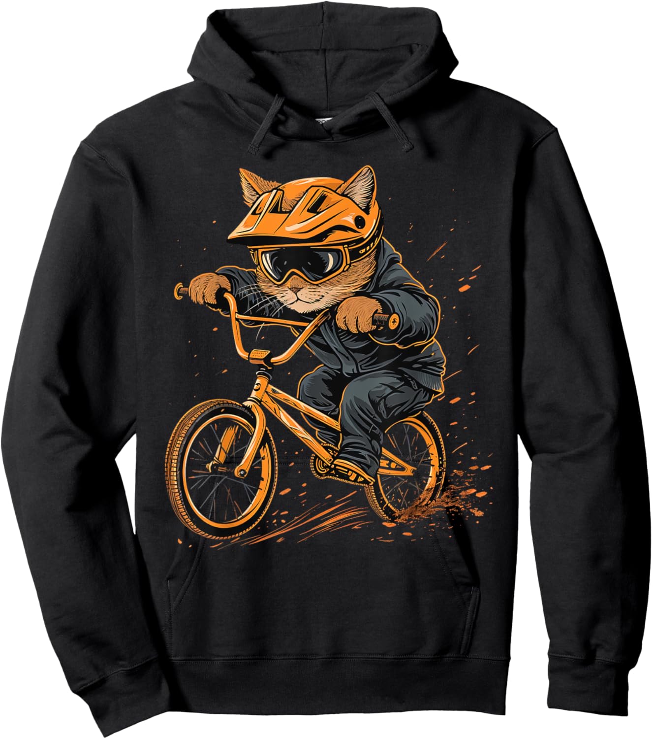 BMX racer Cat on Cycling BMX Racing Women Kids Hoodie - Hoodie | Black