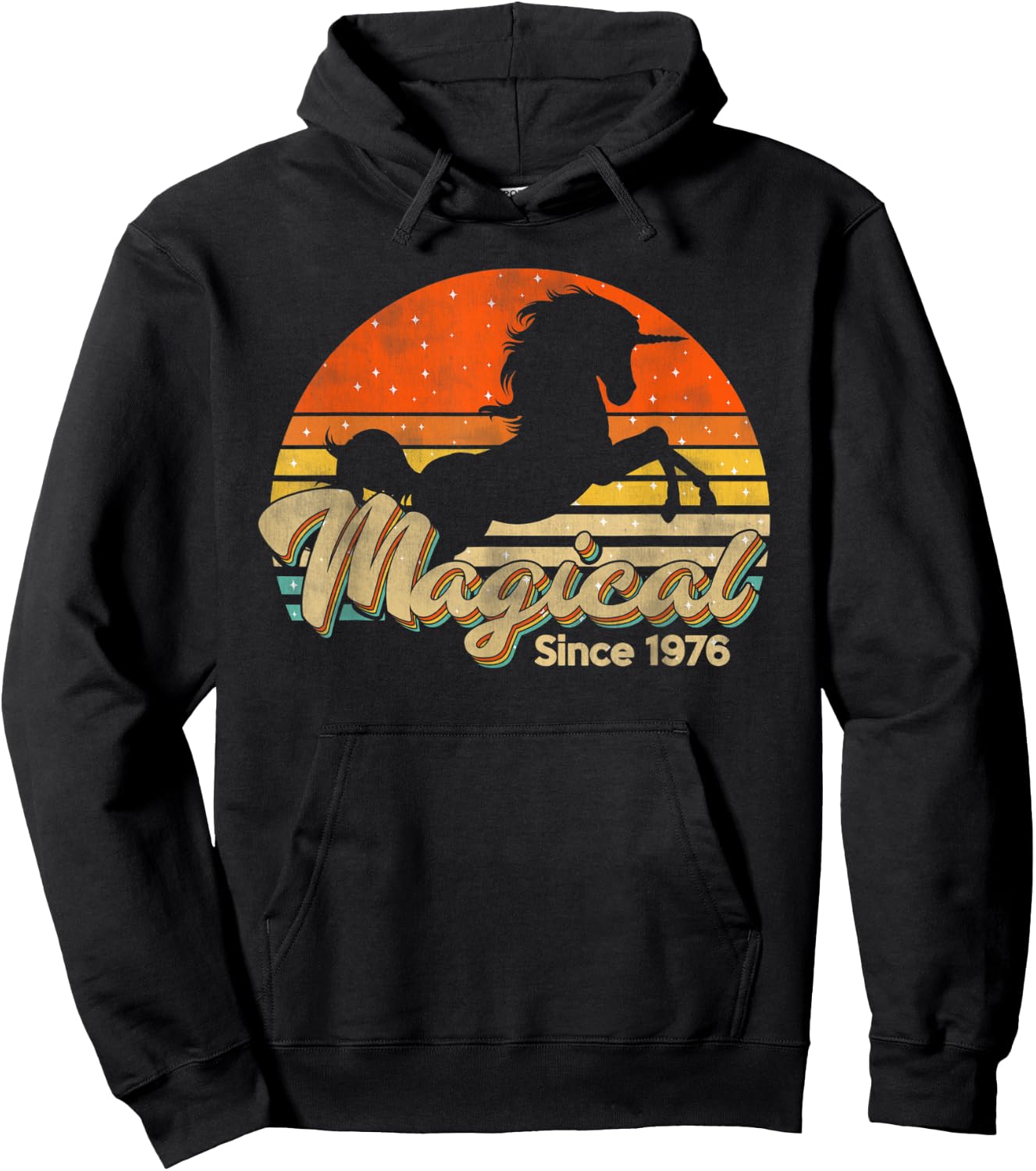 Vintage 44 Birthday Gift Magical Since 1976 Bday Party Hoodie - Hoodie | Black