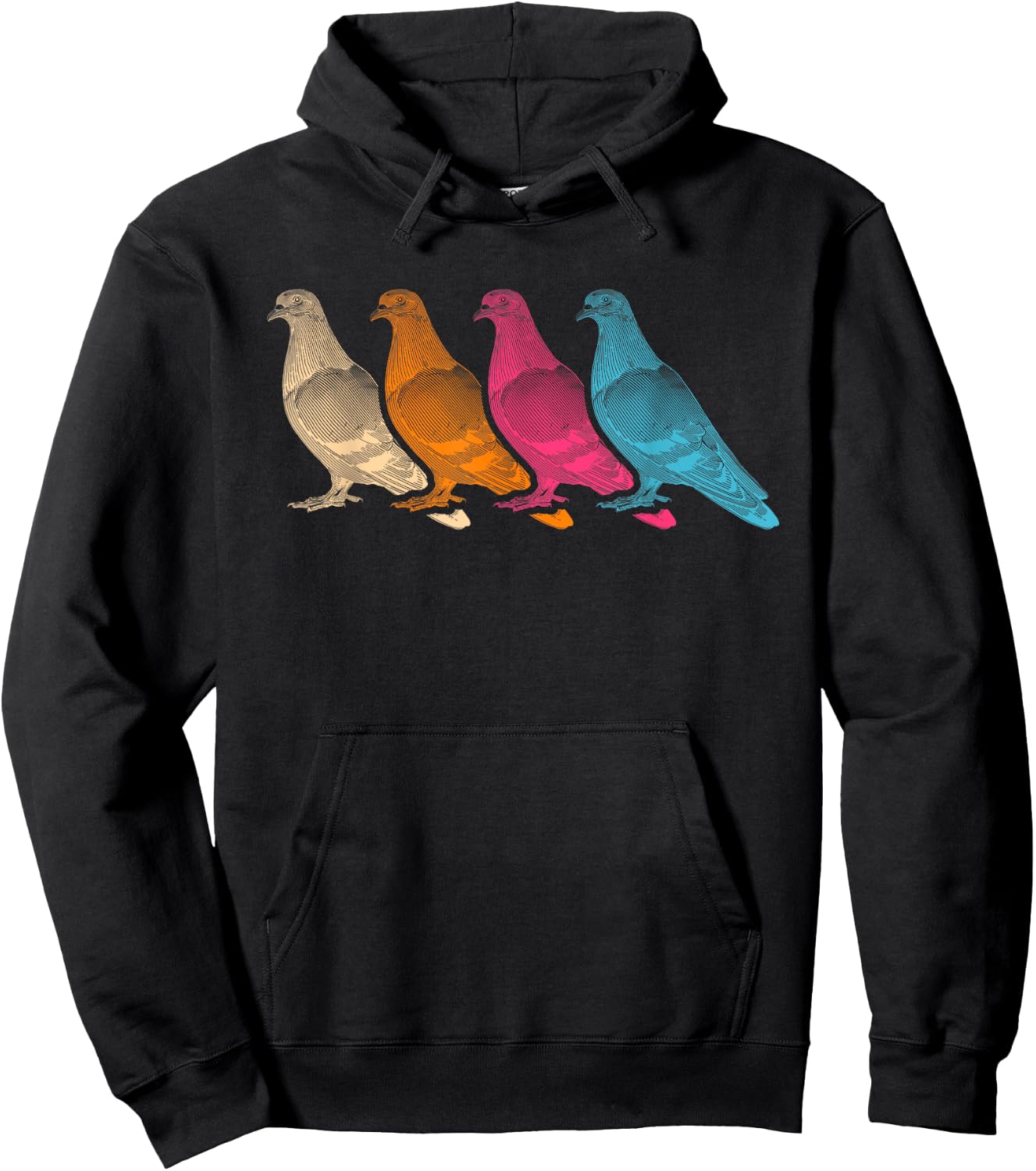 Colorful Pigeon Hoodie - Hoodie | Black