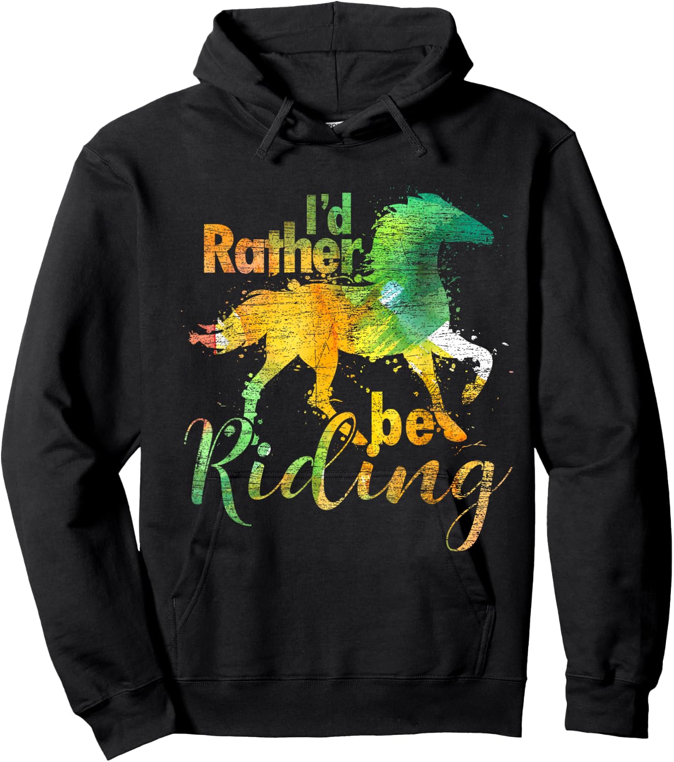 Id Rather Be Riding Funny Equestrian Animal Riding Horse Hoodie - Hoodie | Black