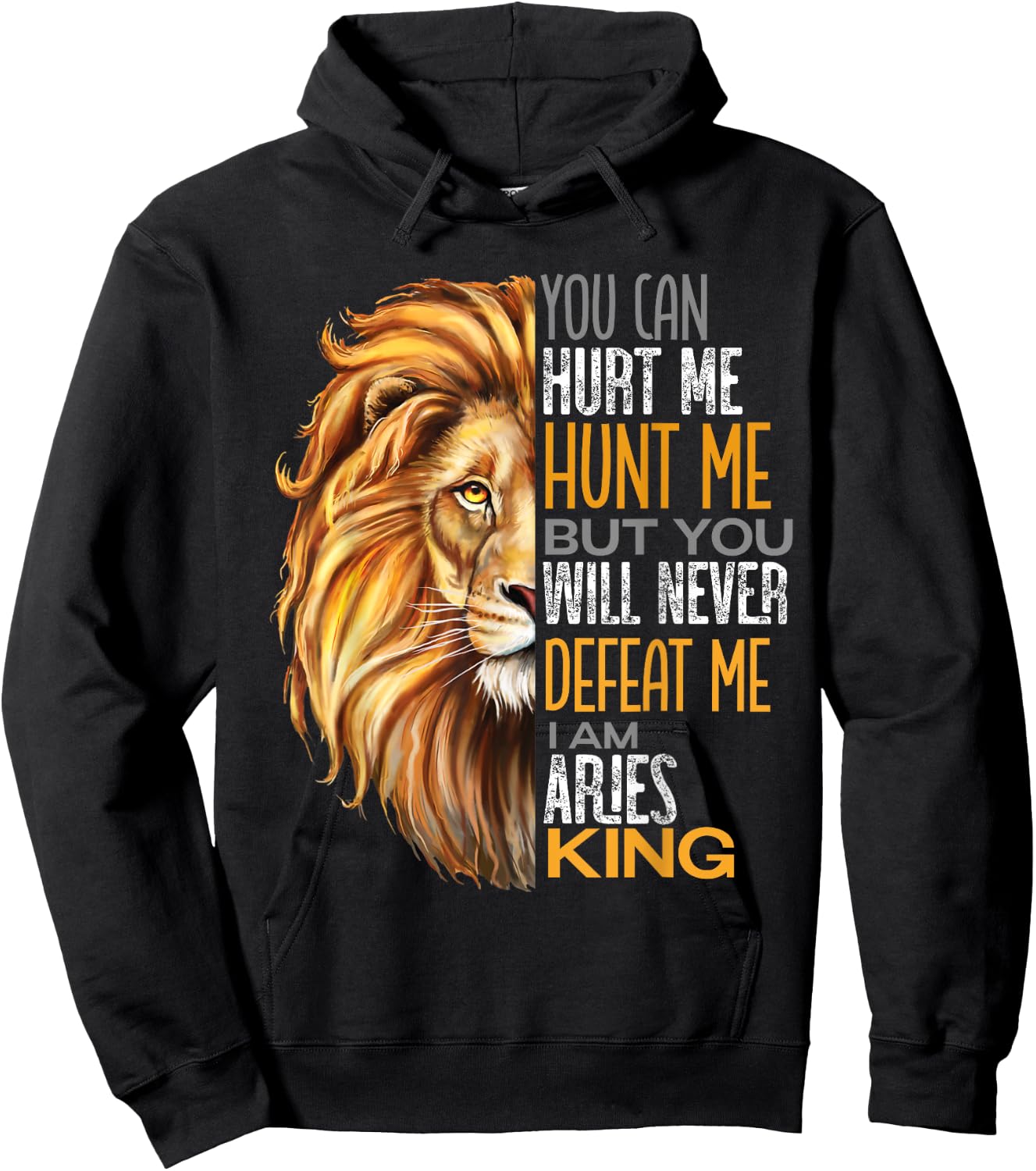 Never Defeat Me Strong Aries King Dads Cool Zodiac Hoodie - Hoodie | Black