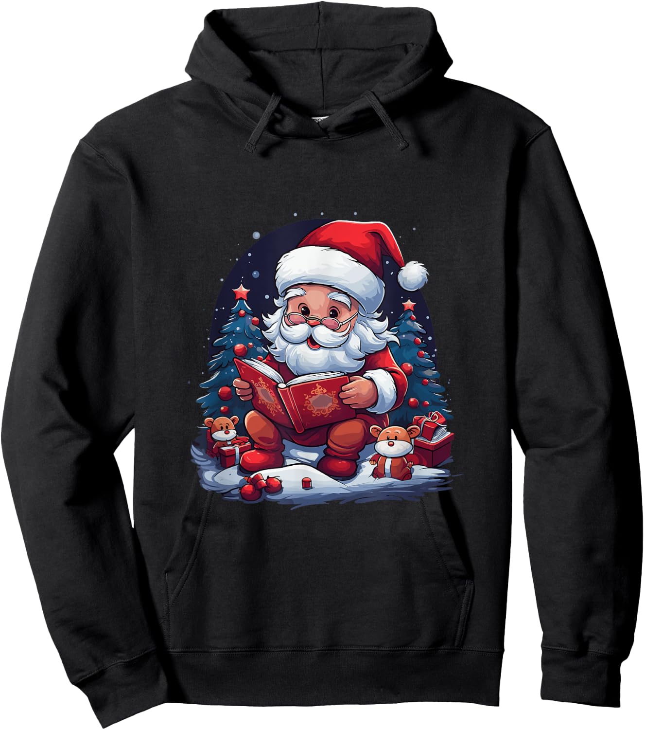 Santa Claus Reading Book Christmas Hoodie - Hoodie | Black