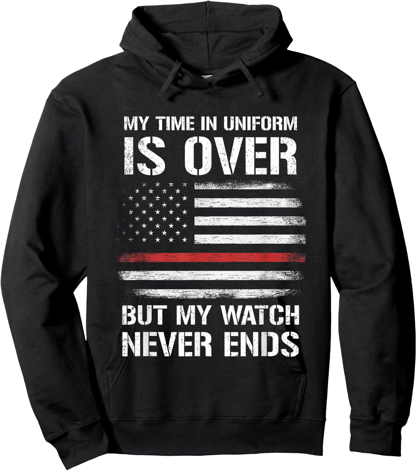 Retired Firefighter Gifts Shirt Thin Red Line Hoodie - Hoodie | Black