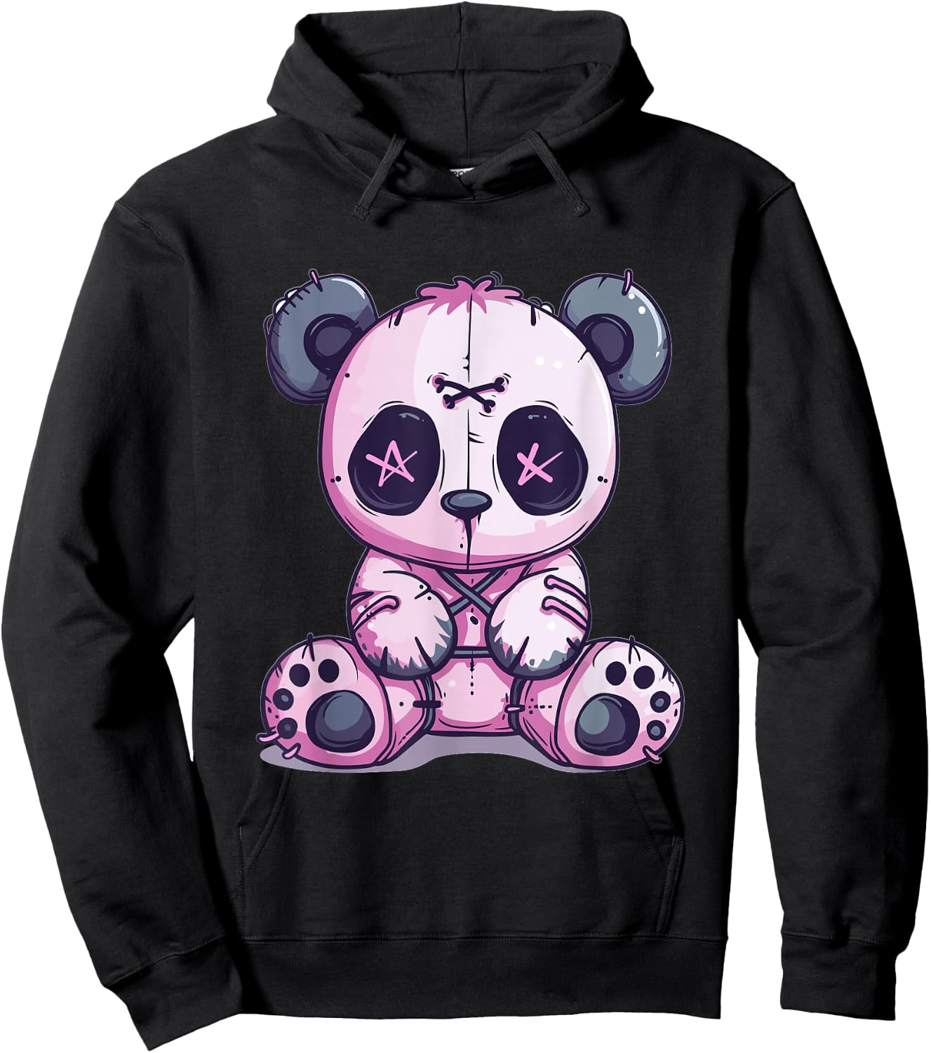Goth Pastel Cute Creepy Kawaii Panda Voodoo Doll Hoodie - Hoodie | Black