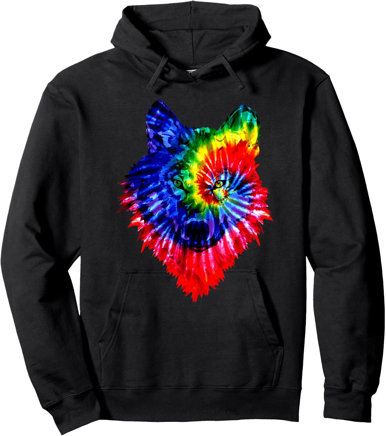 Tie Dye Wolf Wild Animal Wolves Colourful Fun Wildlife Hoodie - Hoodie | Black