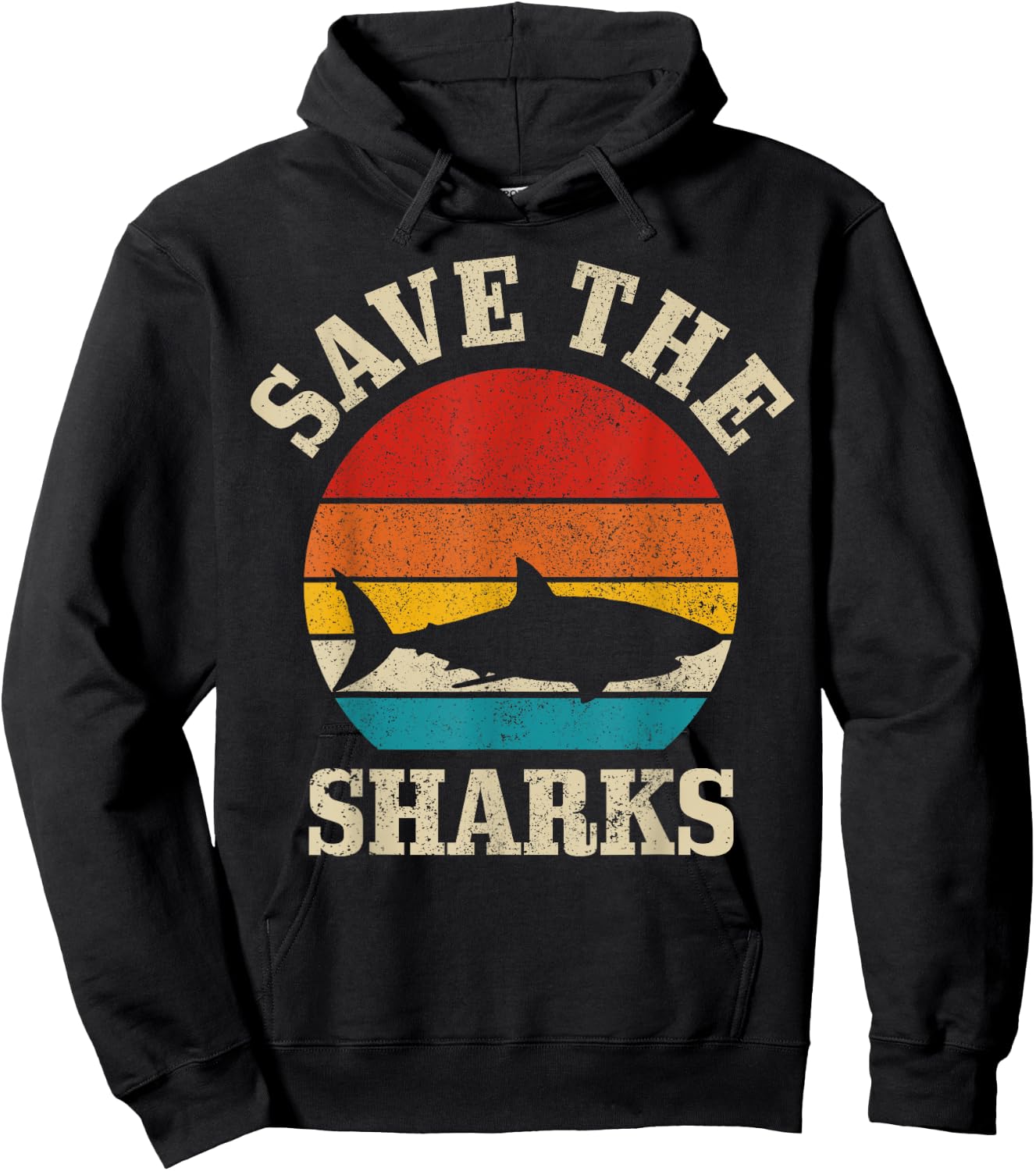 Save The Sharks Vintage Shark Marine Ocean Protection Hoodie - Hoodie | Black