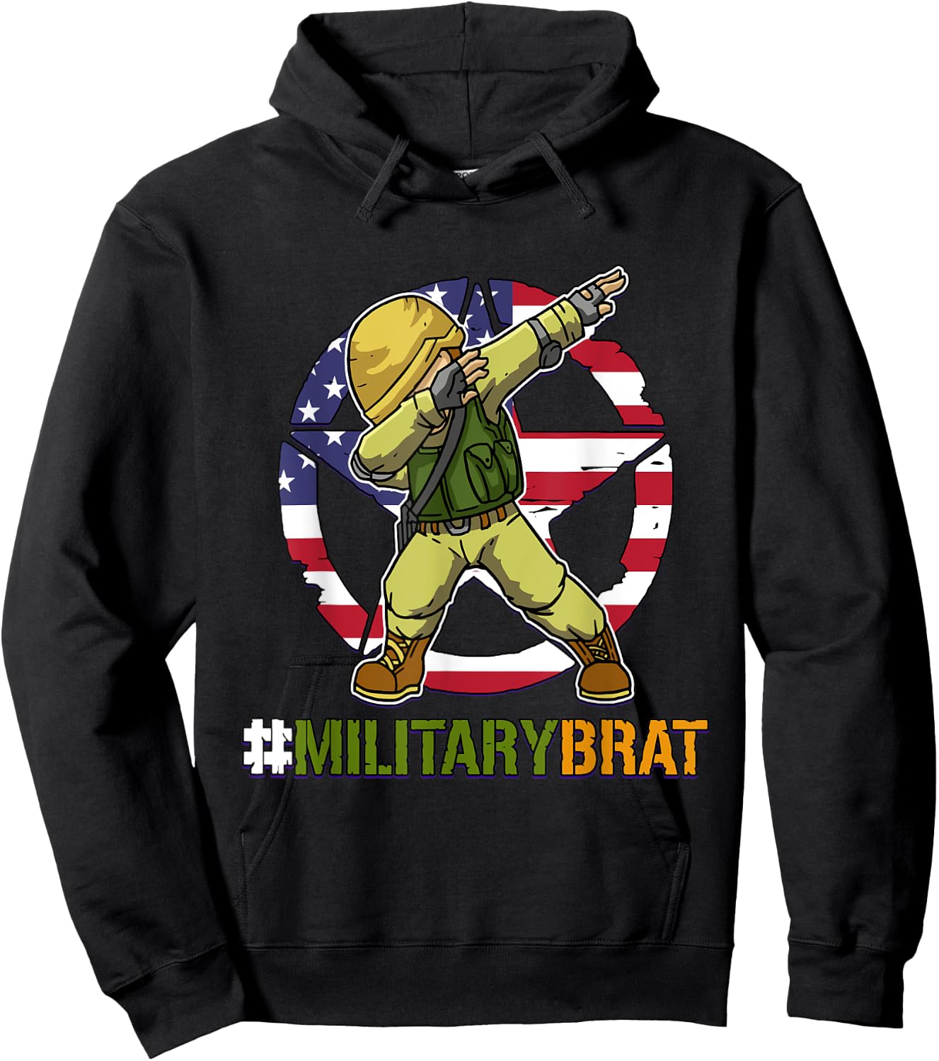 Purple Up Military Brat Dabbing Boys Military Child Month Hoodie - Hoodie | Black