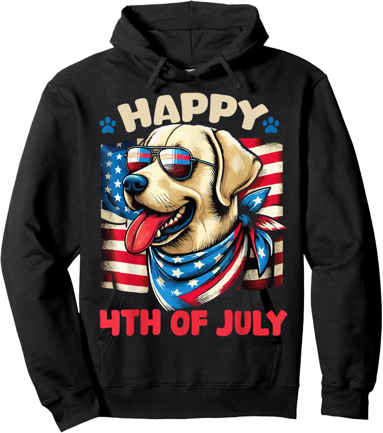 4th of July Patriotic American Labrador Retriever USA Flag Kids Men Hoodie - Hoodie | Black
