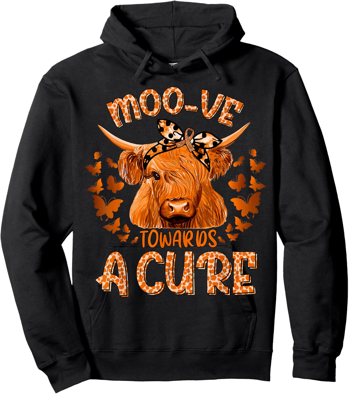 Funny Cow Moo Kidney Cancer Towards a Cure Hoodie - Hoodie | Black