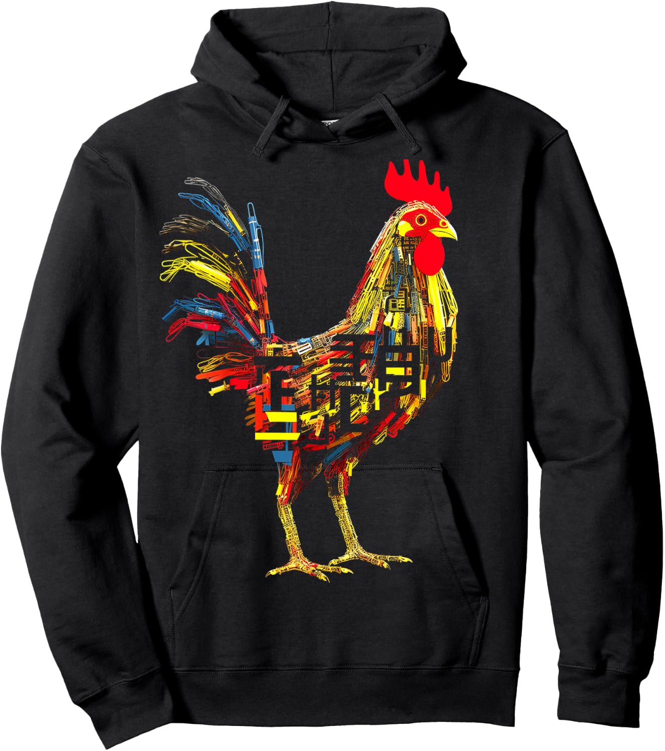 Chicken Text Abstract Animal Art Graphic Chicken Hoodie - Hoodie | Black
