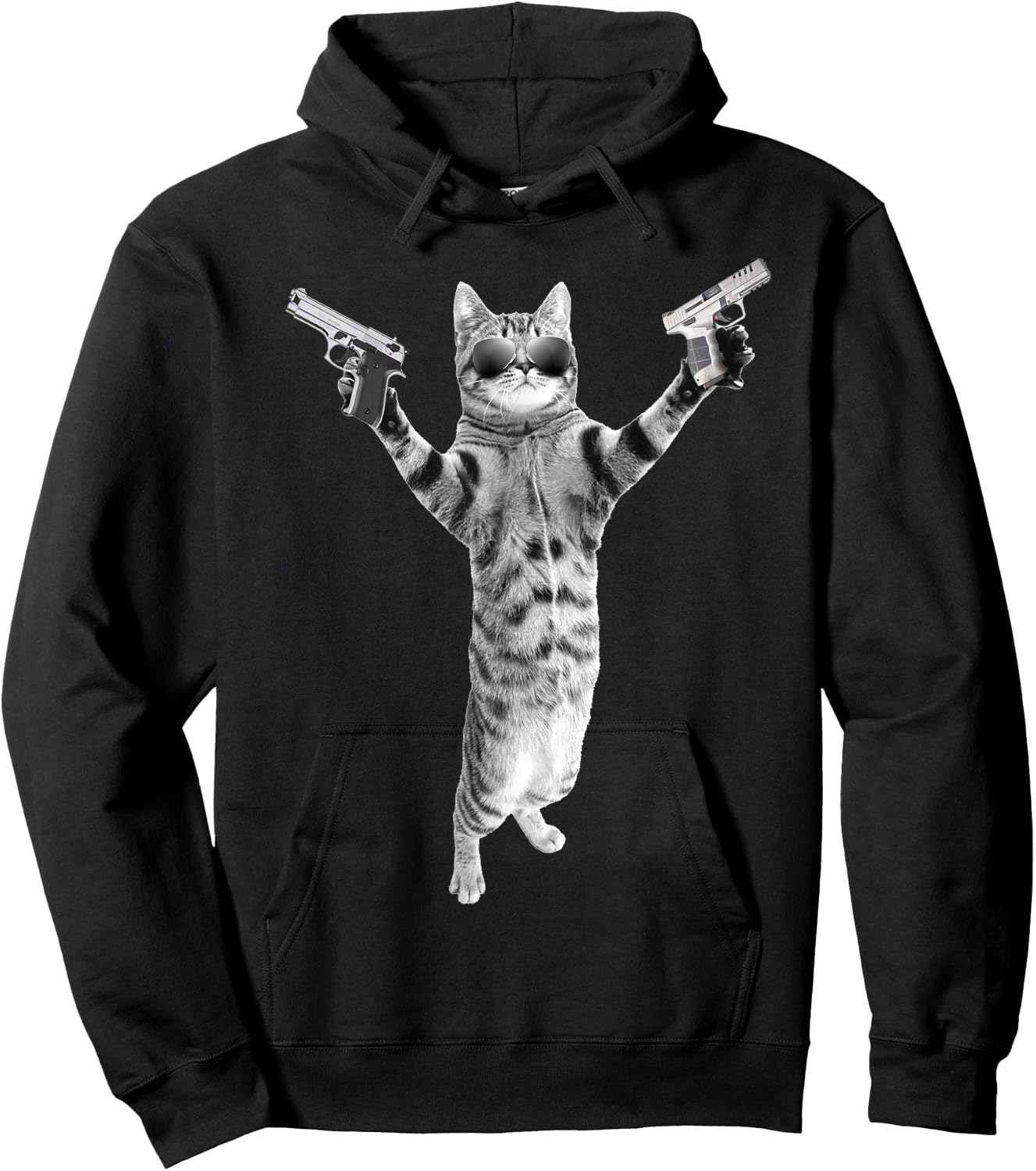 Kitty Cat With Gun-Birthday and Halloween Cat Costume Men Women Hoodie - Hoodie | Black