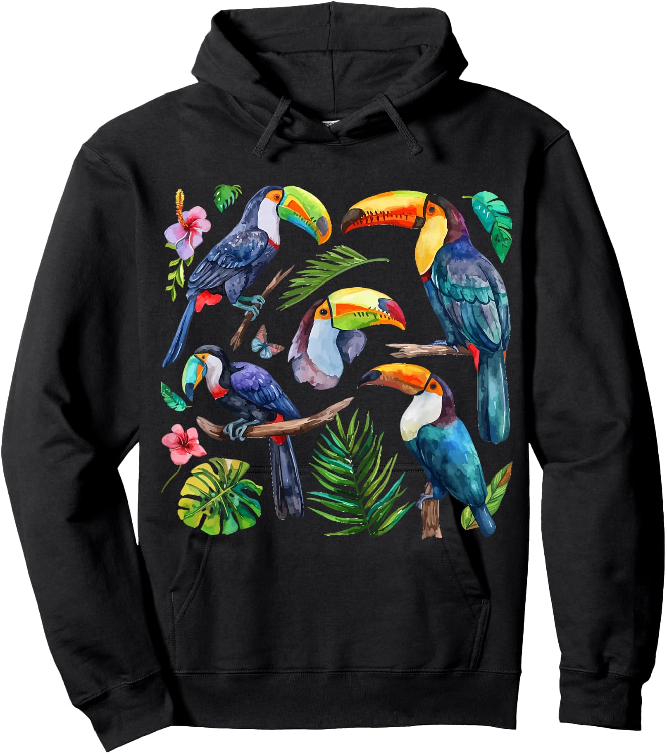 Toucan Watercolour Hoodie - Hoodie | Black