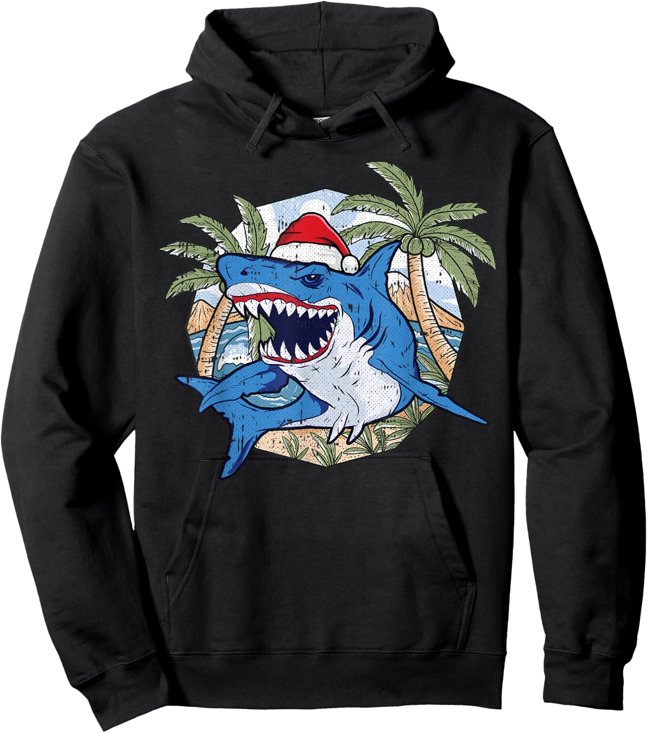 Shark Christmas In July Tropical Beach Summer Vacation Women Kids Hoodie - Hoodie | Black