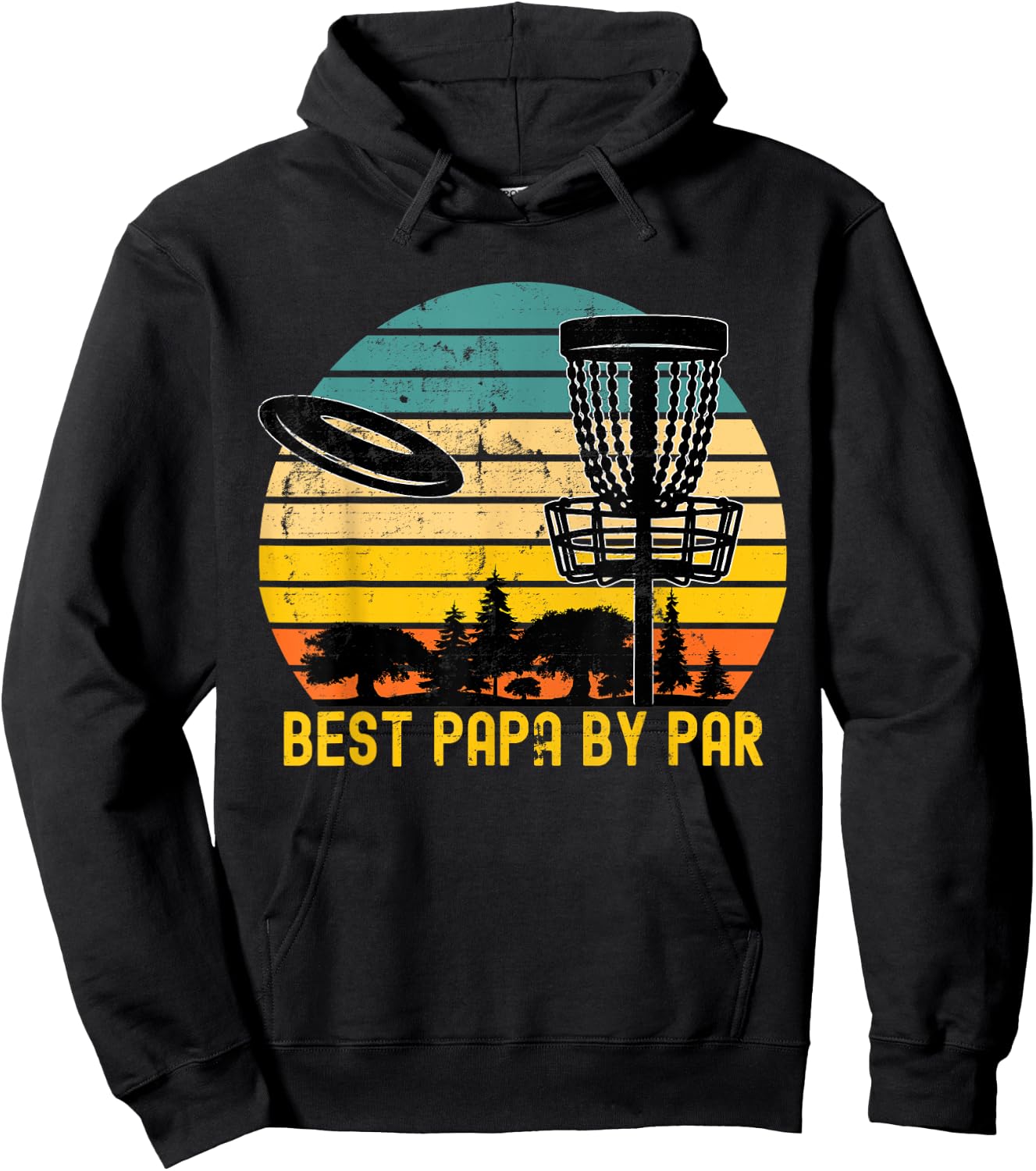 Vintage Disc Golf Dad Present - Best Papa By Par Disk Golf Hoodie - Hoodie | Black