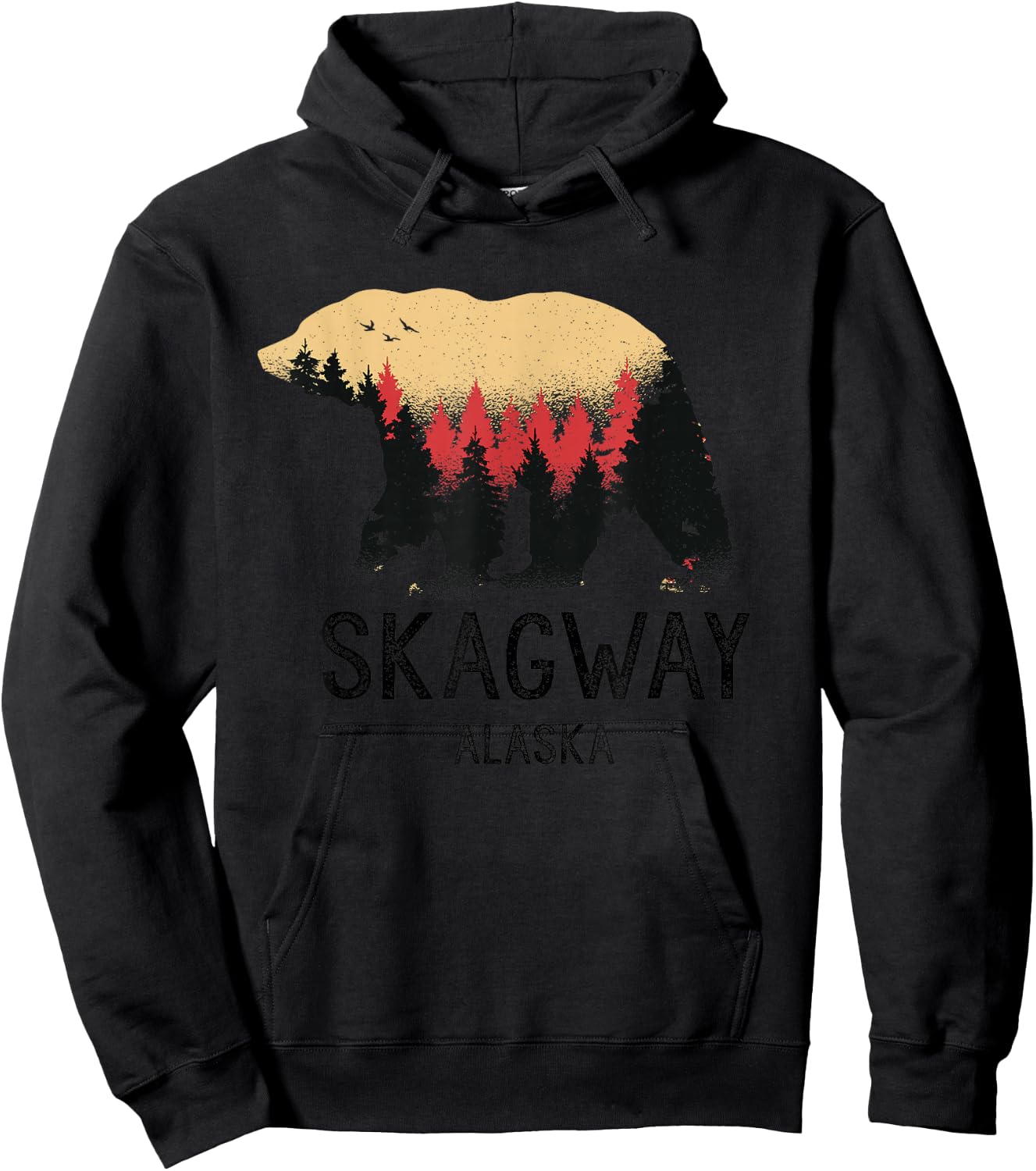 Skagway Alaska Vintage Grizzly Bear Nature Souvenir Gift Hoodie - Hoodie | Black