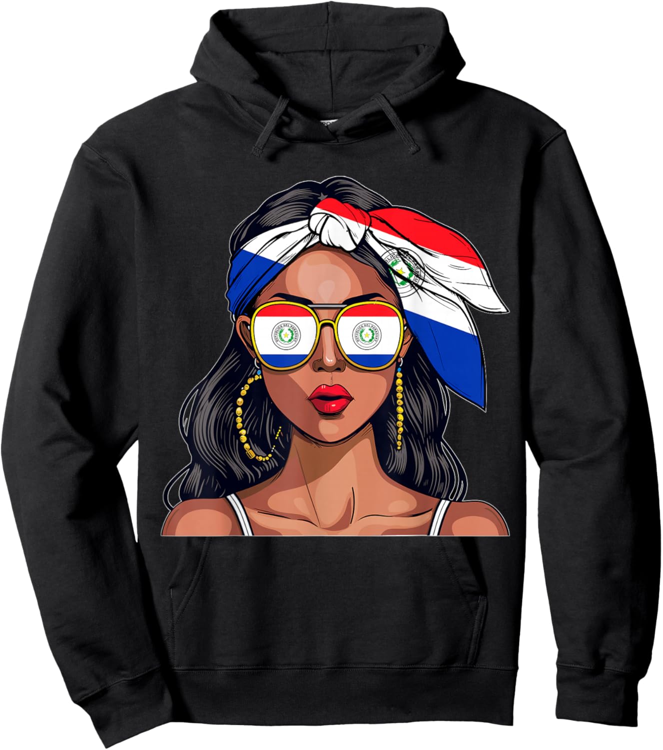 Paraguayan Souvenirs Products Woman Flag Uniform Paraguay Hoodie - Hoodie | Black