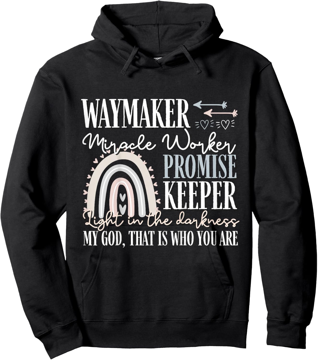 Kids Waymaker Miracle Worker Rainbow, Christian Hoodie - Hoodie | Black